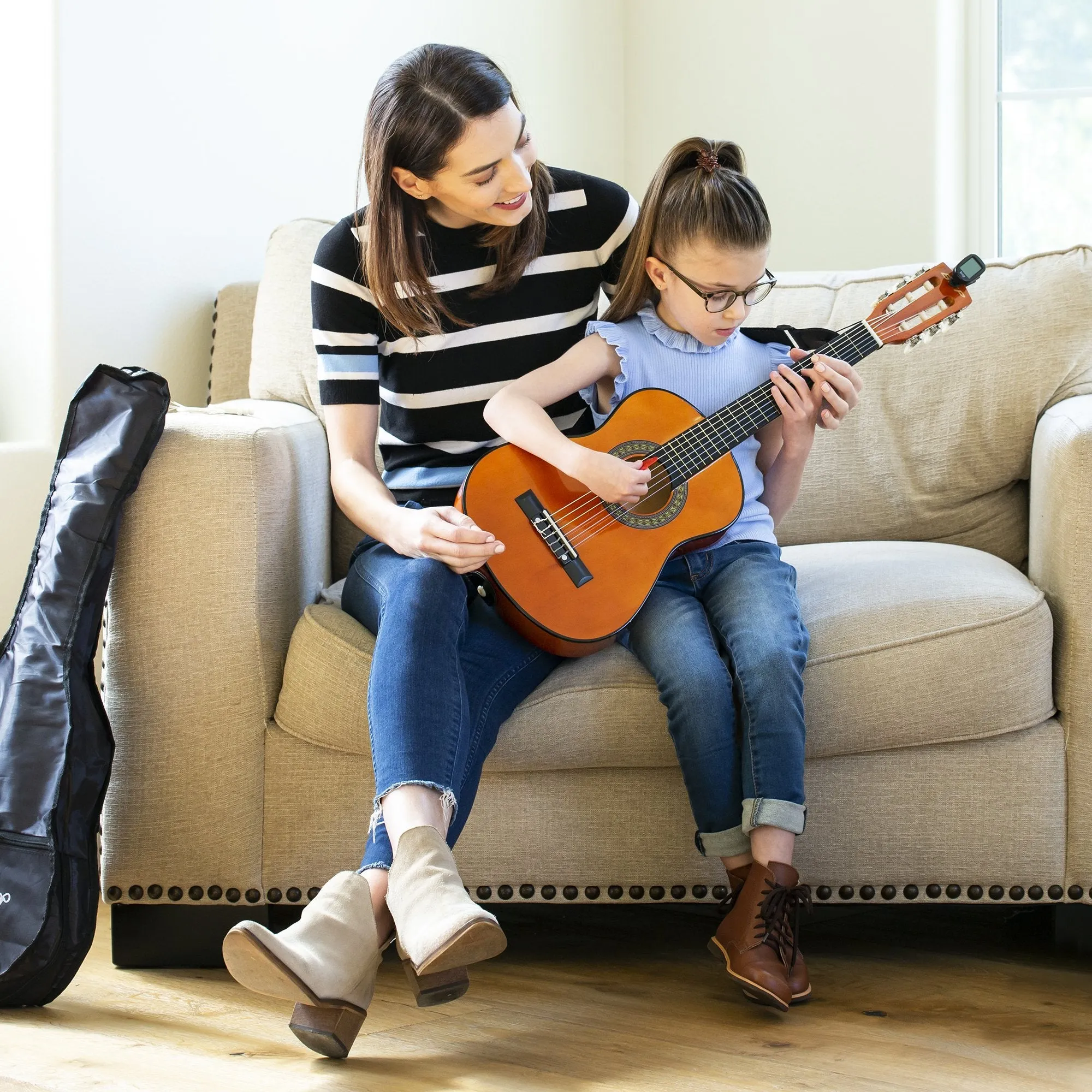 30in Kids Classical Acoustic Guitar Beginners Set w/ Bag, E-Tuner, Strap