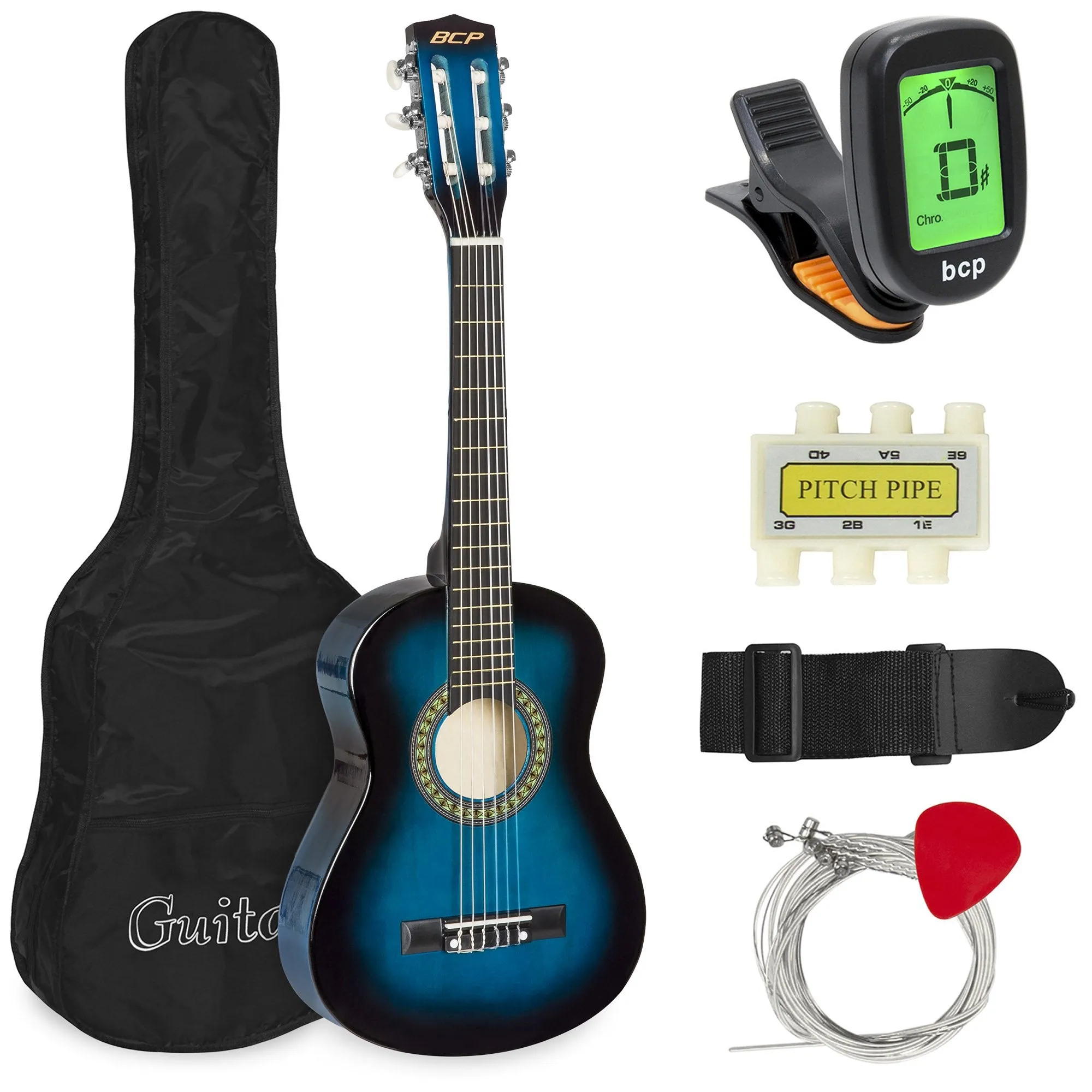 30in Kids Classical Acoustic Guitar Beginners Set w/ Bag, E-Tuner, Strap