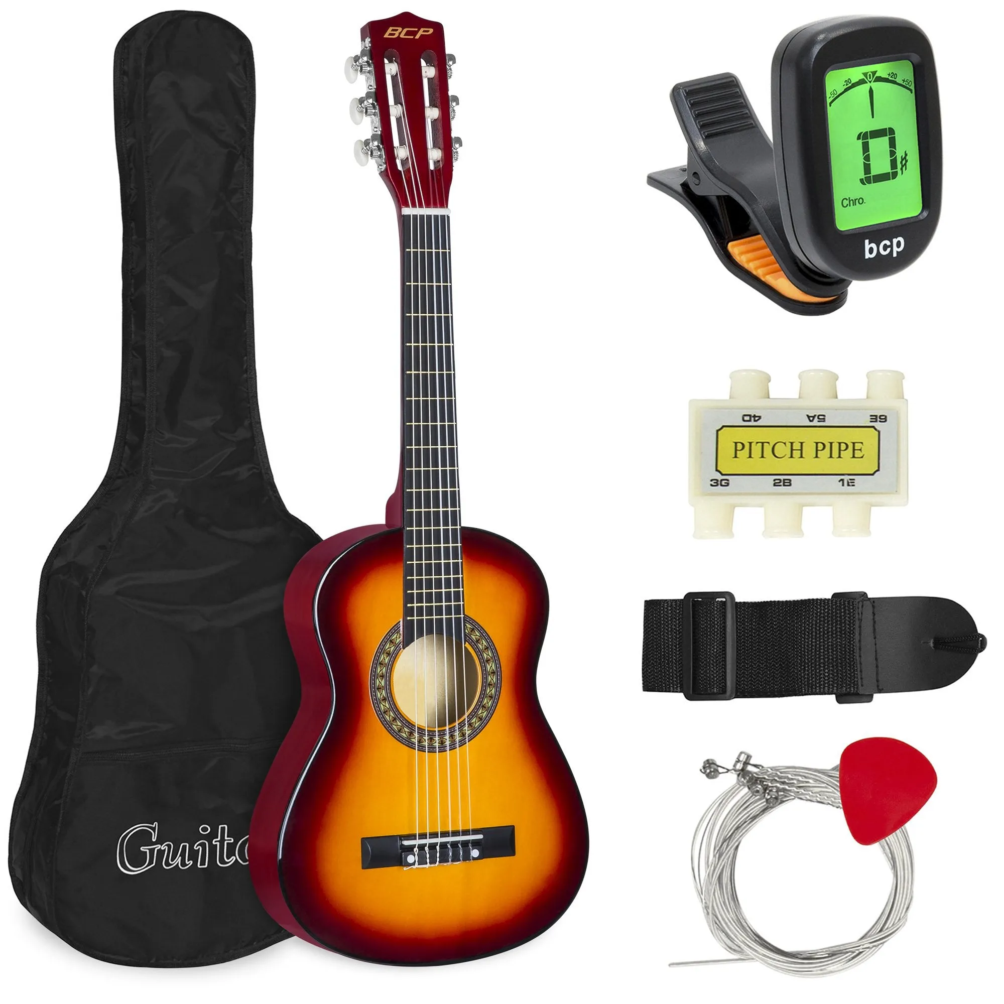 30in Kids Classical Acoustic Guitar Beginners Set w/ Bag, E-Tuner, Strap
