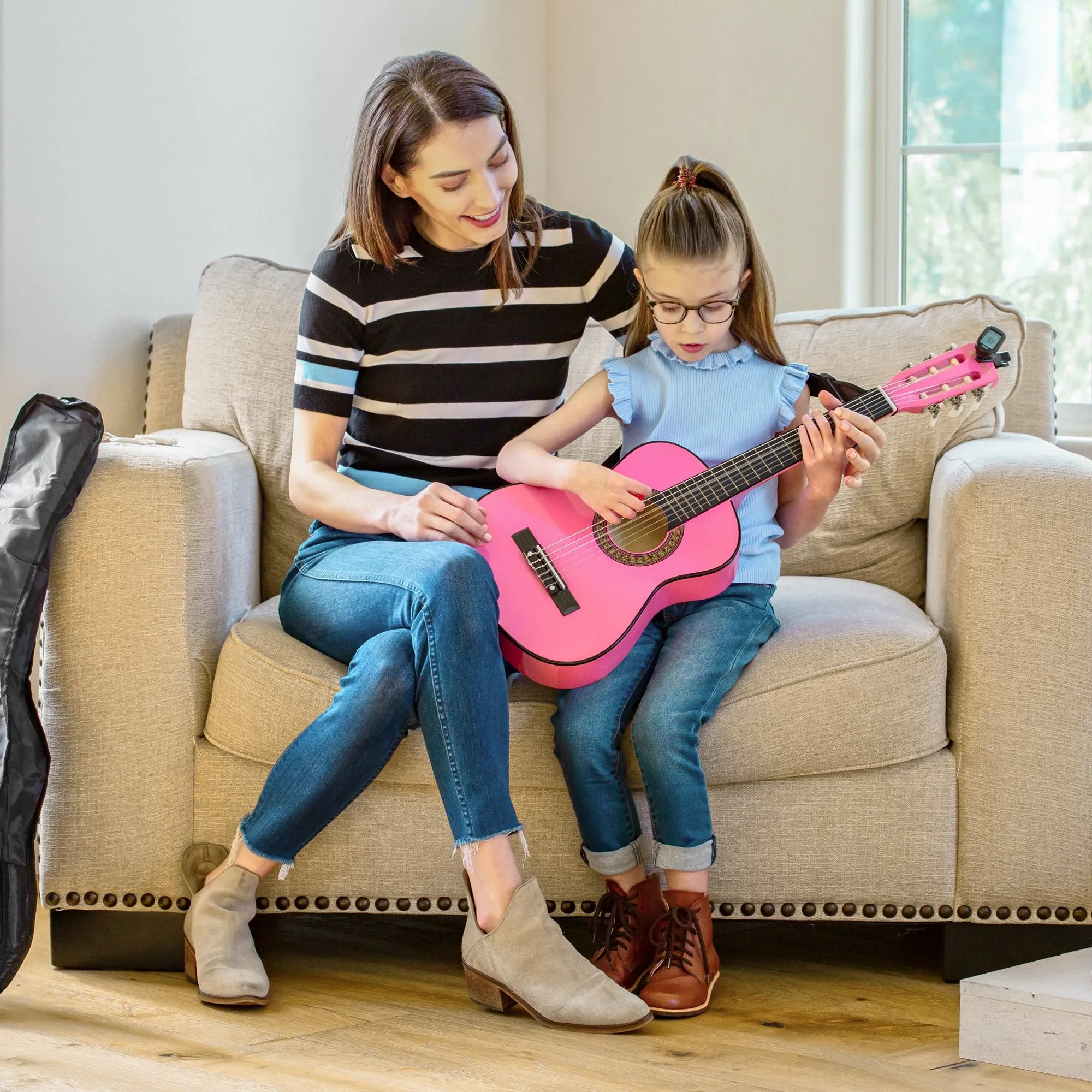 30in Kids Classical Acoustic Guitar Beginners Set w/ Bag, E-Tuner, Strap