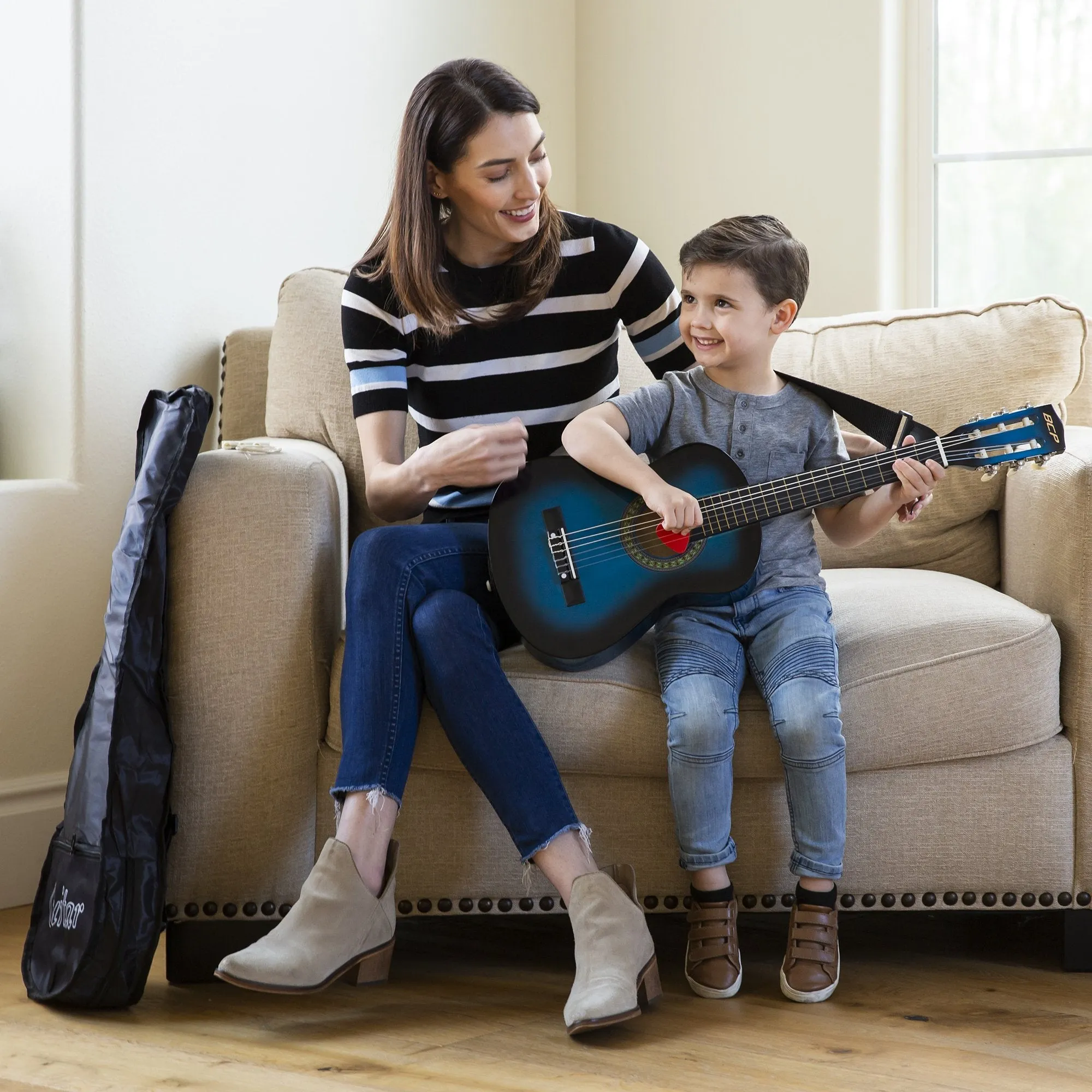 30in Kids Classical Acoustic Guitar Beginners Set w/ Bag, E-Tuner, Strap