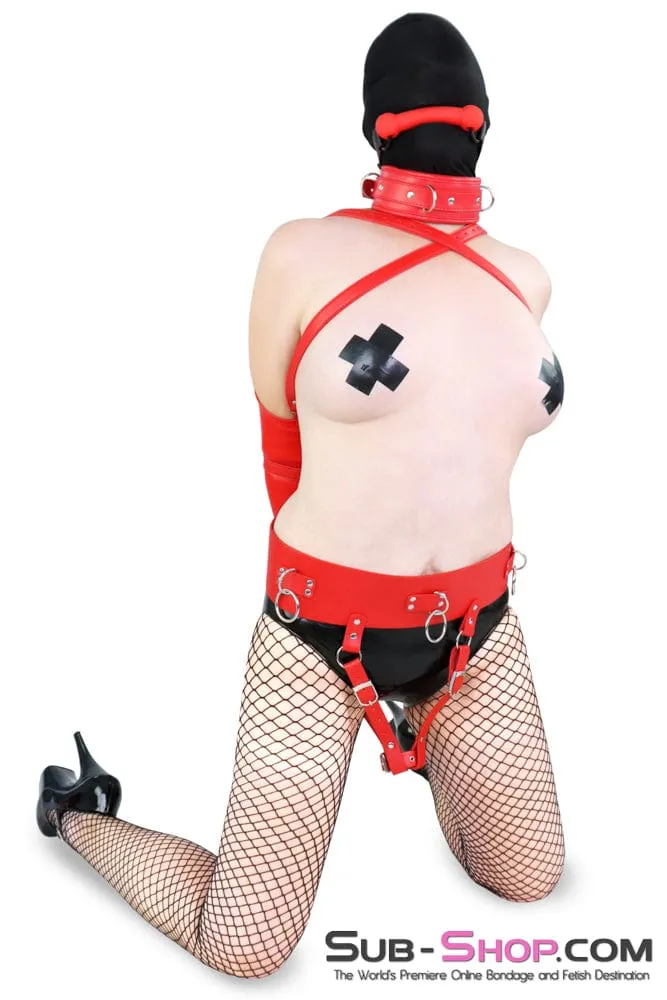 3707DL      Lustful Red Multiple Forced Fantasy Orgasms Vibrator Harness Bondage Belt