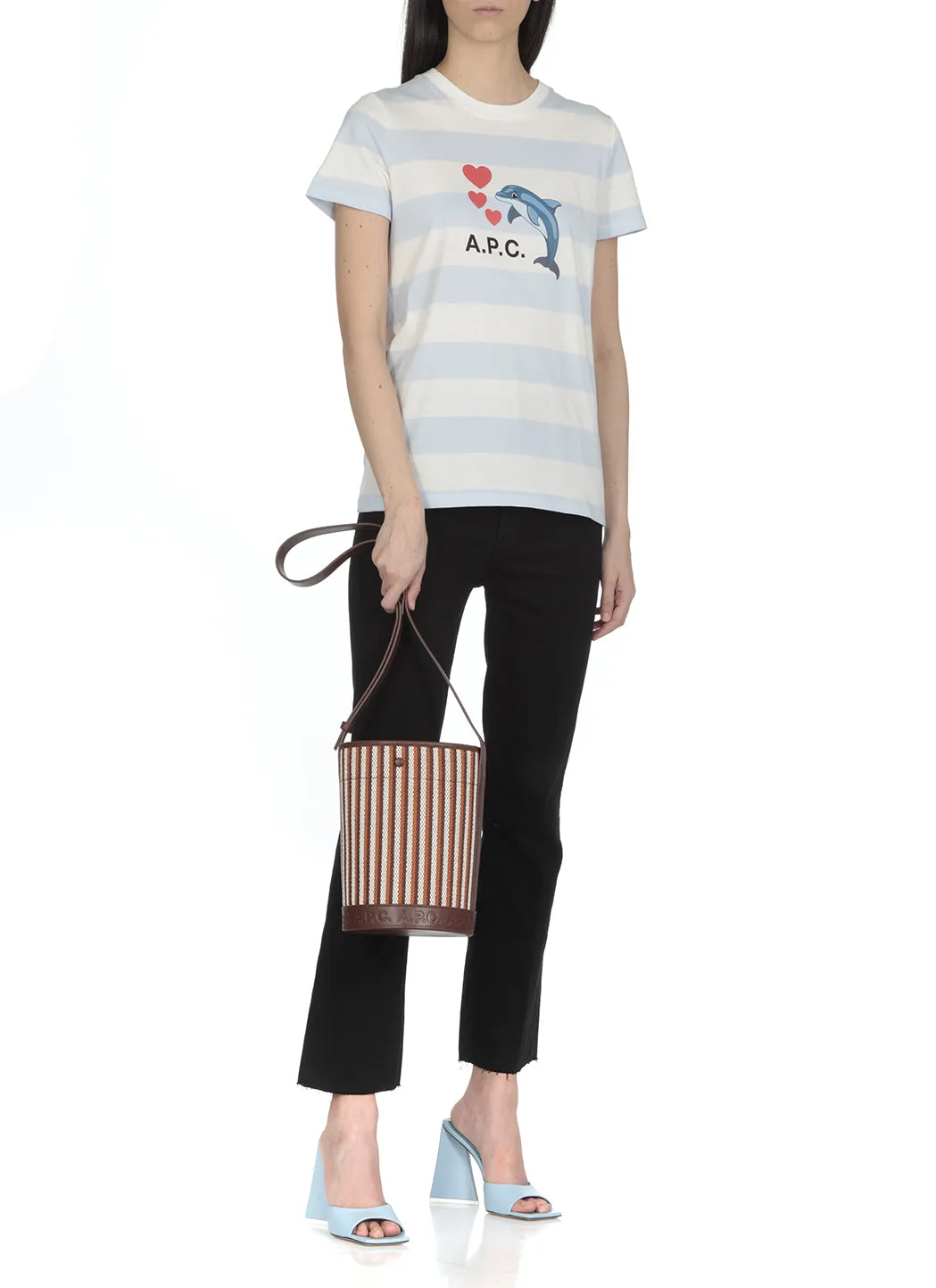 A.P.C. Hélène Striped Bucket Bag