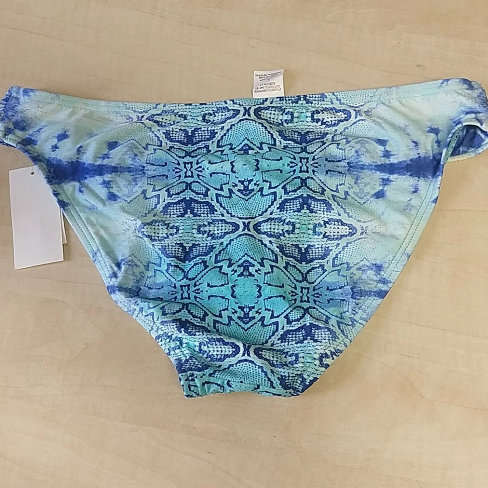 Bar III Hissy Fit Snakeskin Aqua Bikini Bottoms