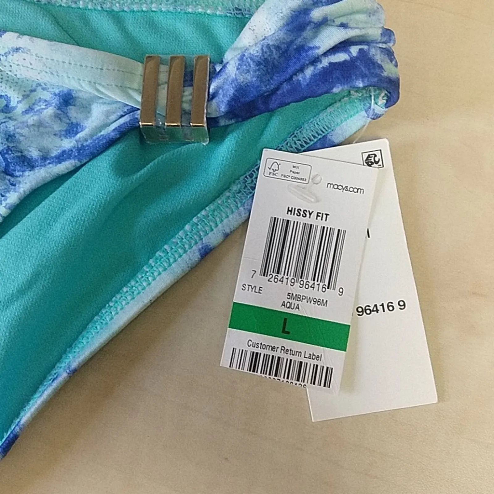 Bar III Hissy Fit Snakeskin Aqua Bikini Bottoms