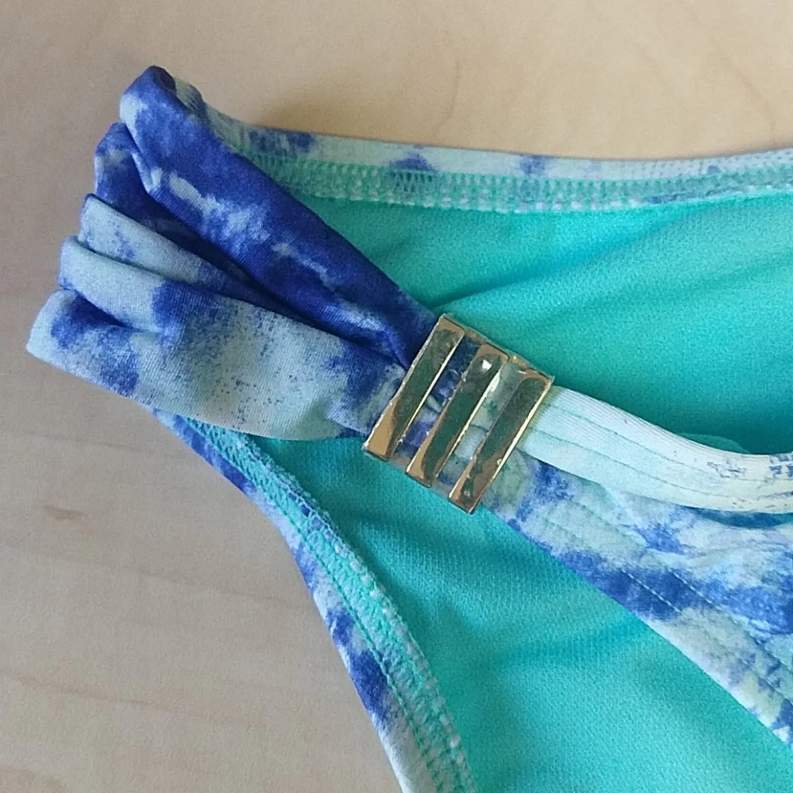 Bar III Hissy Fit Snakeskin Aqua Bikini Bottoms