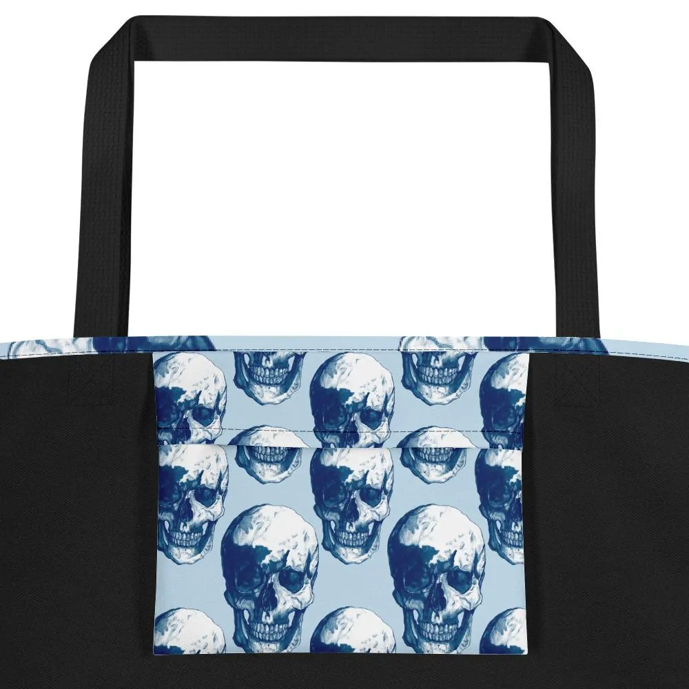 Blue Skulls Beach Bag by Robert Bowen