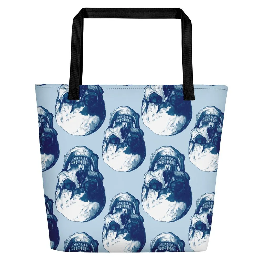 Blue Skulls Beach Bag by Robert Bowen