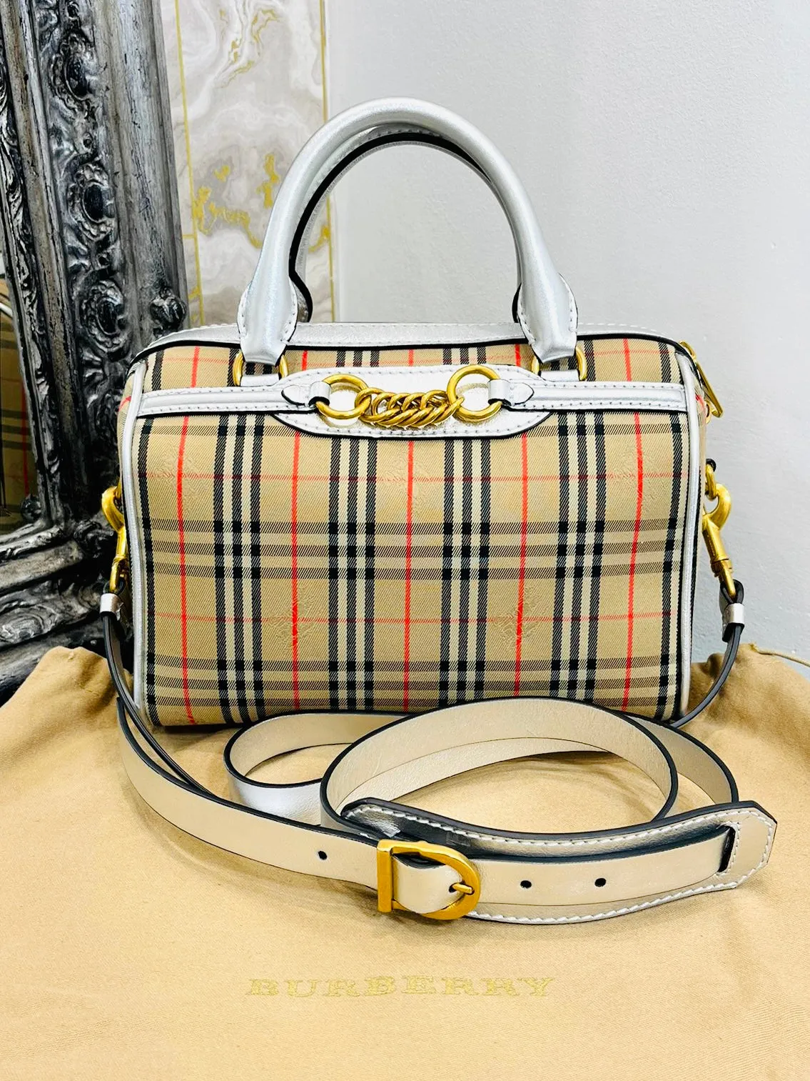 Burberry 1983 Nova Check Chain Link Bowling Bag