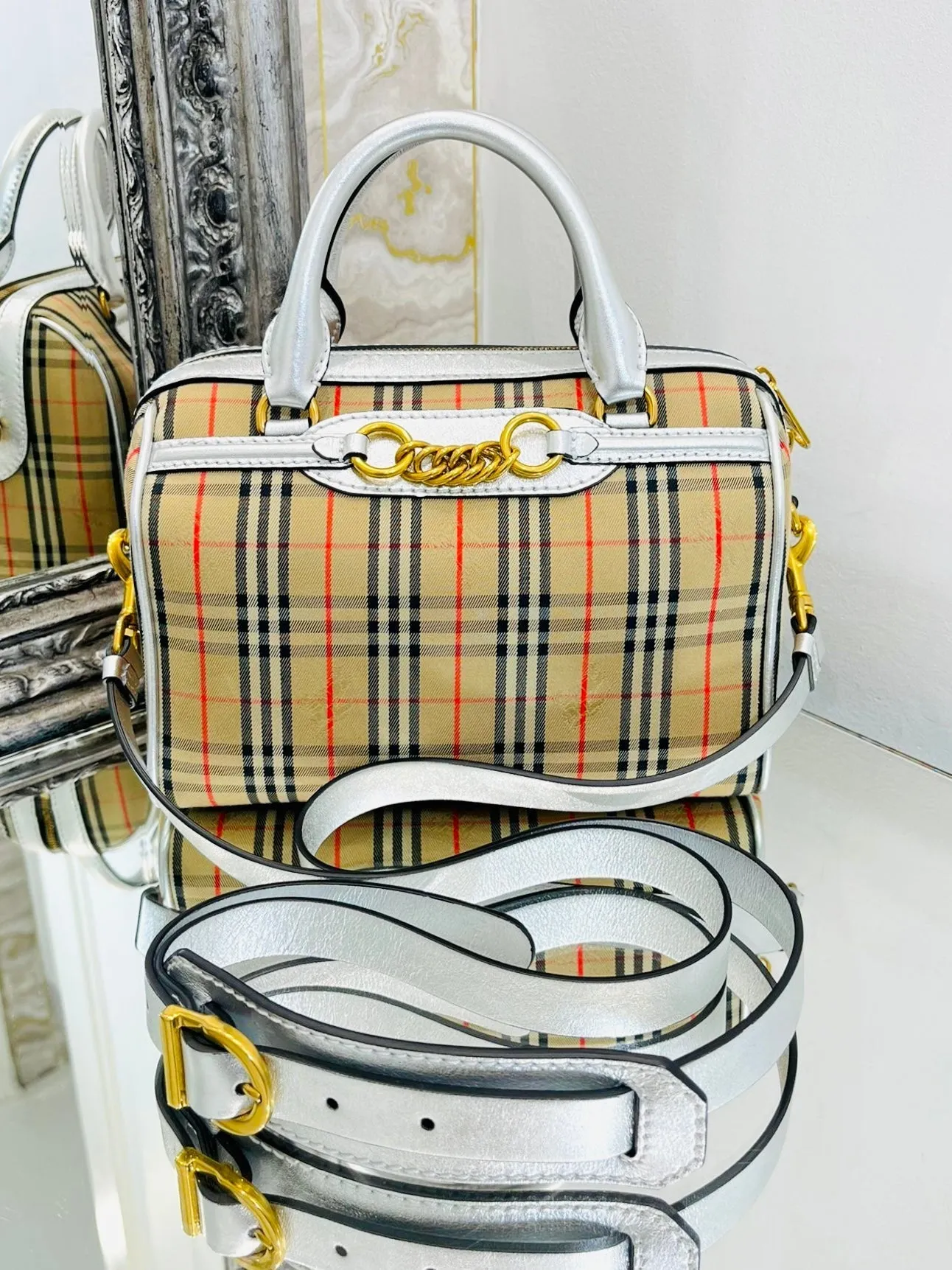 Burberry 1983 Nova Check Chain Link Bowling Bag
