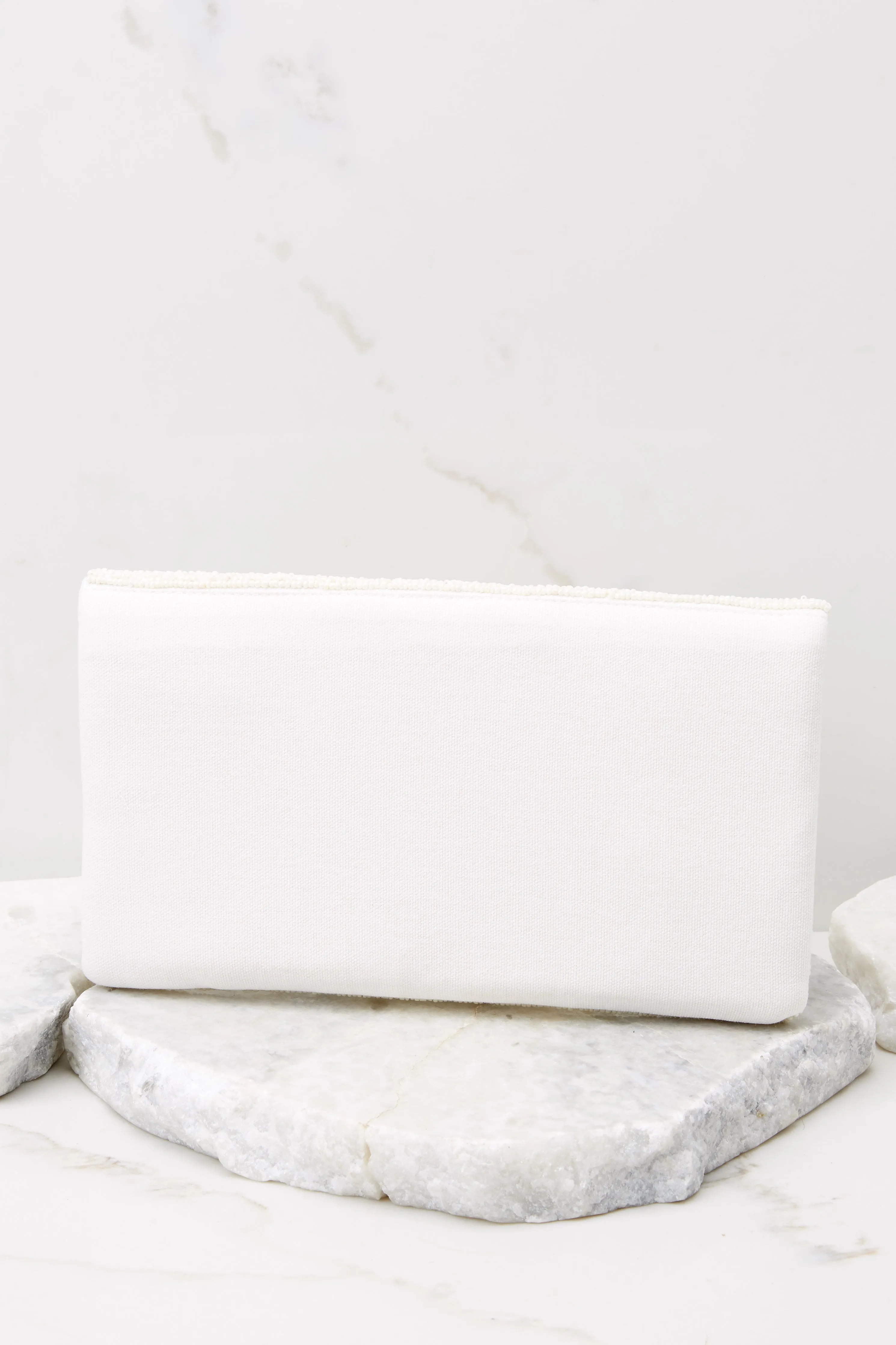 Celebrate Love White Beaded Clutch