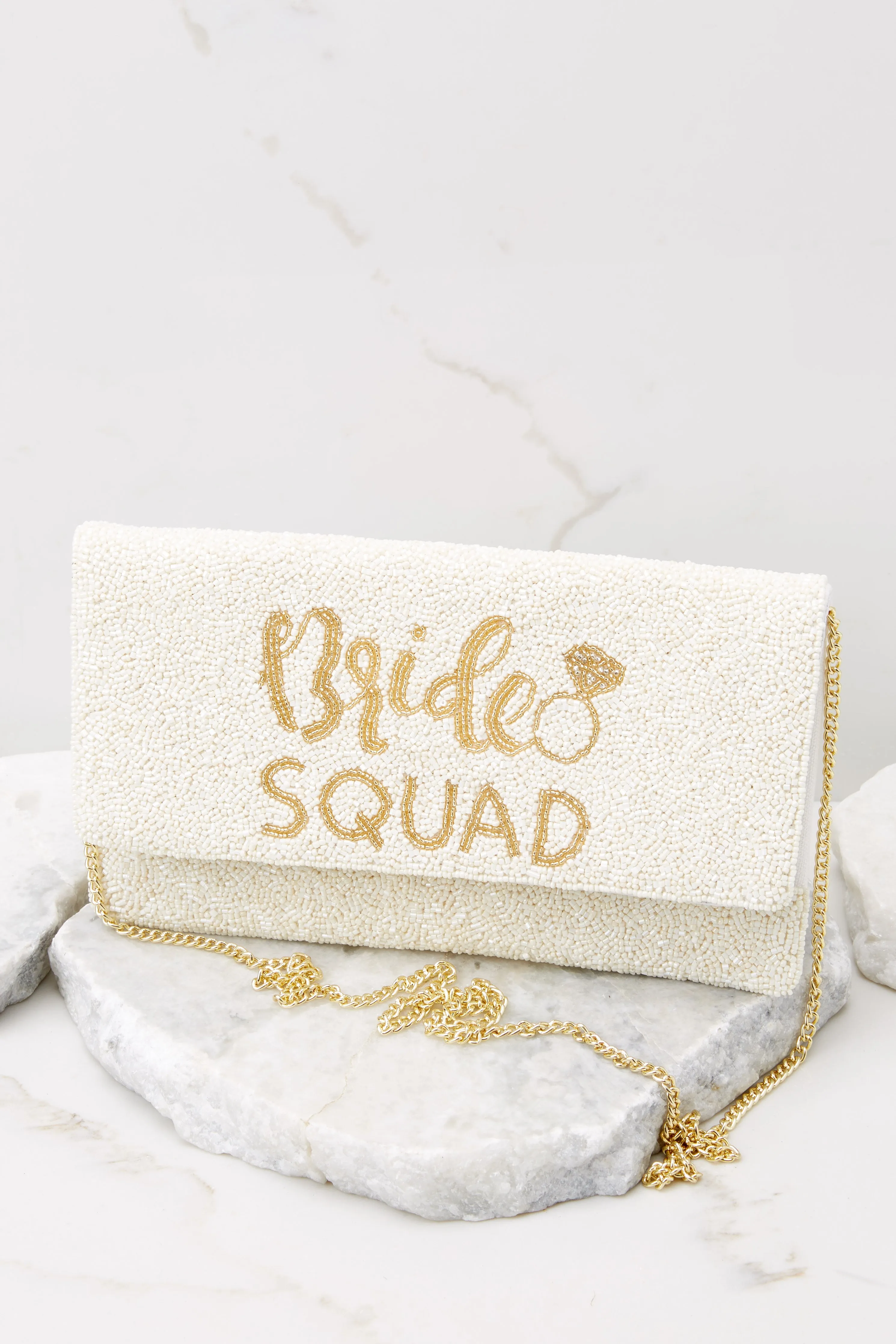 Celebrate Love White Beaded Clutch