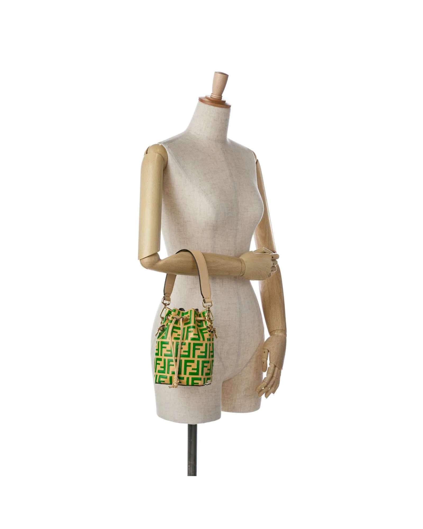 Embossed Leather Bucket Bag with Detachable Strap