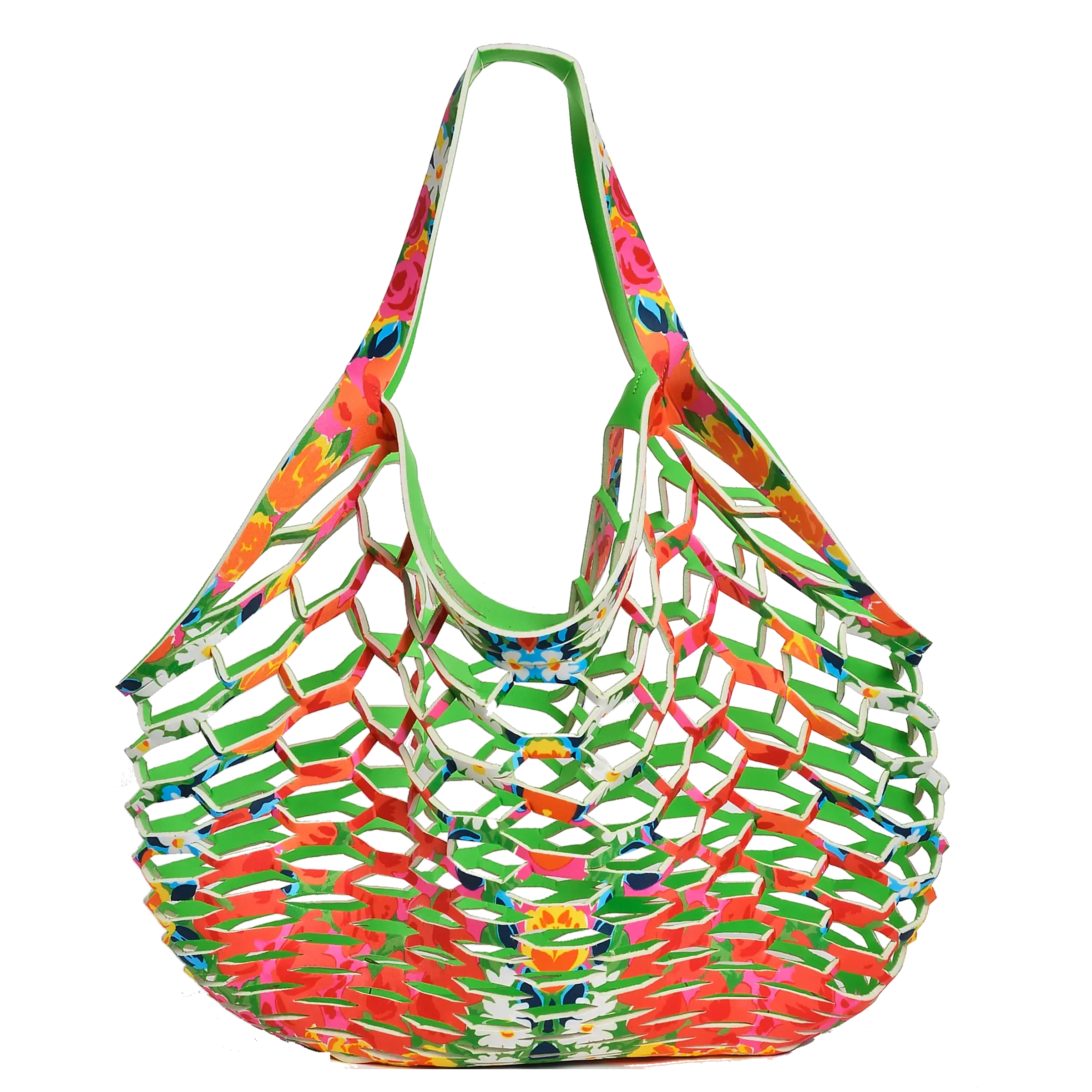 GREEN/FLORAL PRINT - FISHERMAN'S TOTE