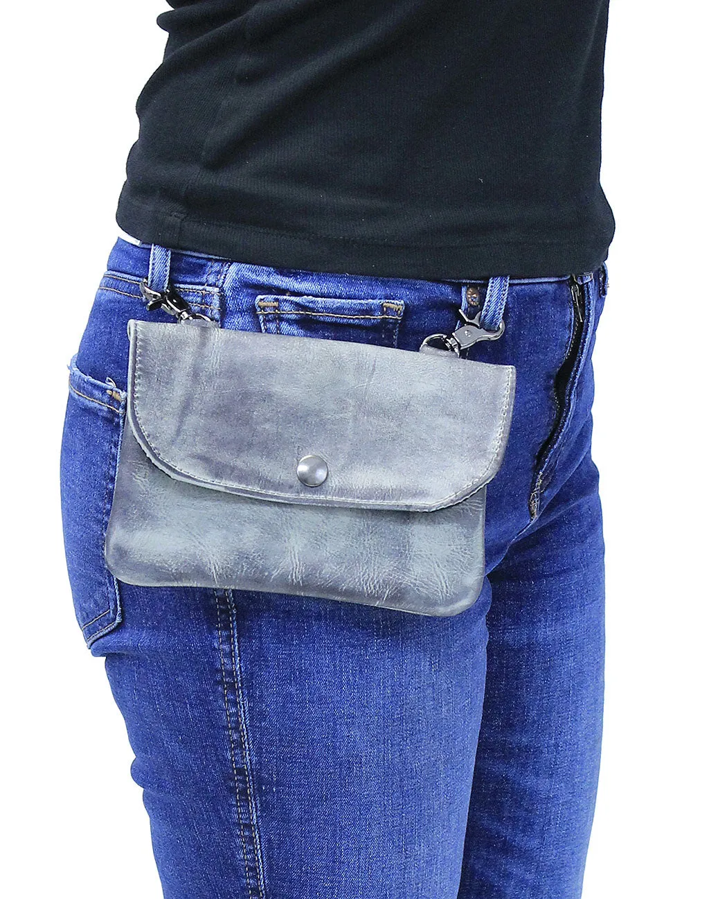 Hand Rubbed Gray Leather Wide Clip-On Case - USA - #PKK2300GY ()