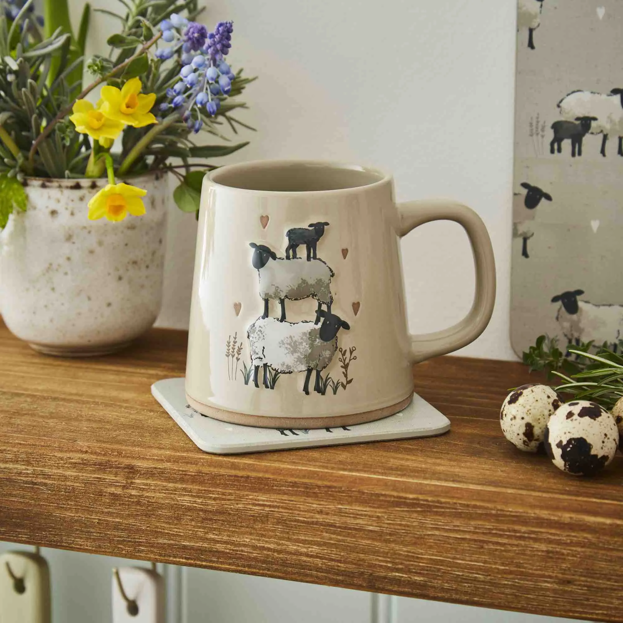 Highland Sheep Reverse Conical Mug - Beige