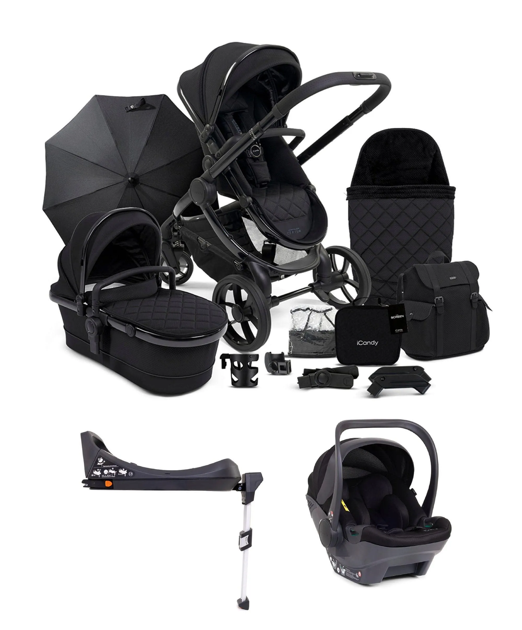 iCandy Peach 7 Cerium Designer Collection Complete Pushchair Bundle with Cocoon Car Seat - Black