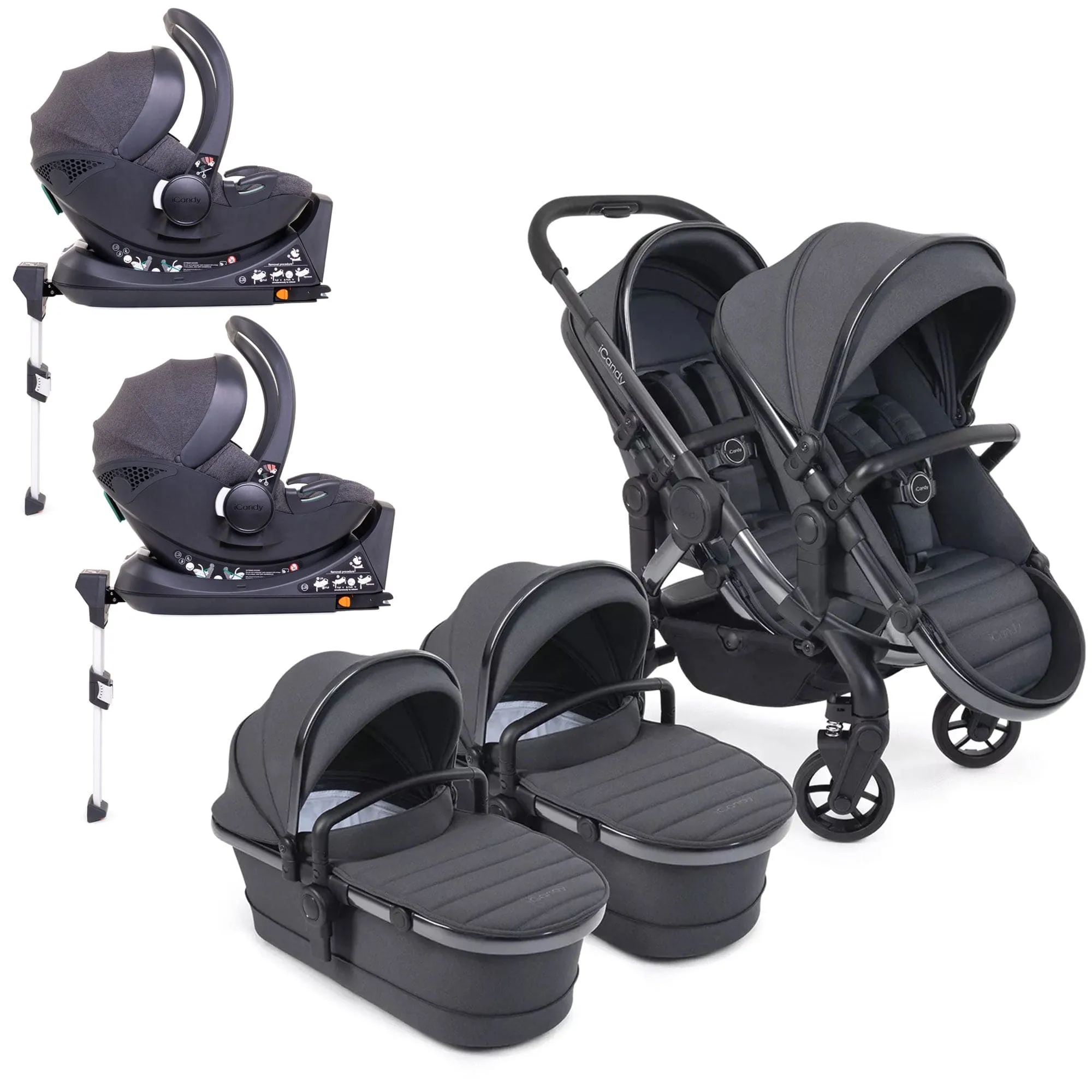 iCandy Peach 7 Twin Cocoon Bundle in Dark Grey