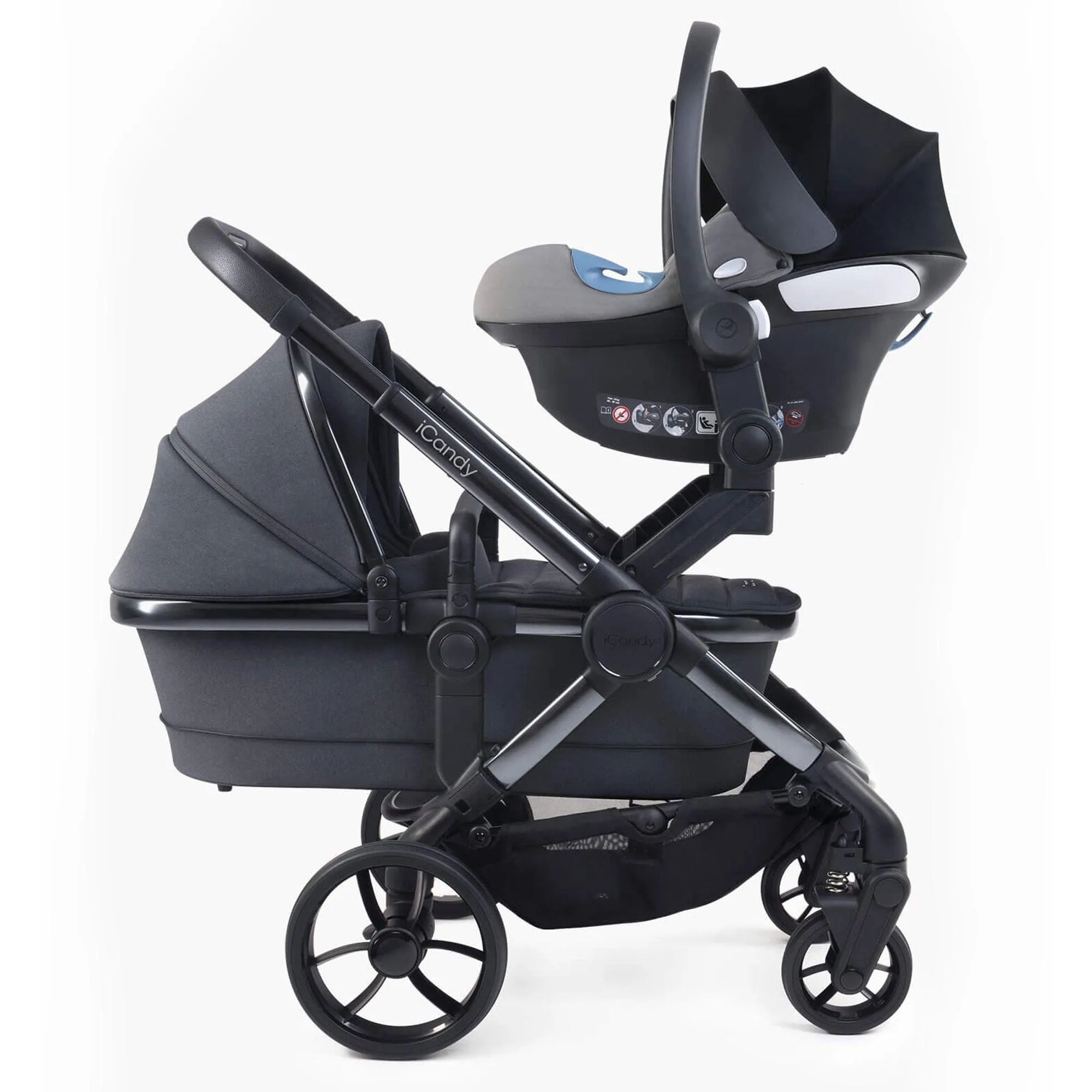 iCandy Peach 7 Twin Cocoon Bundle in Dark Grey