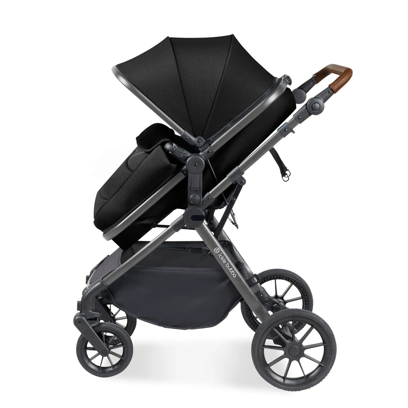 Ickle Bubba Cosmo All-in-One I-Size Travel System with Isofix Base in Black/Gun Metal