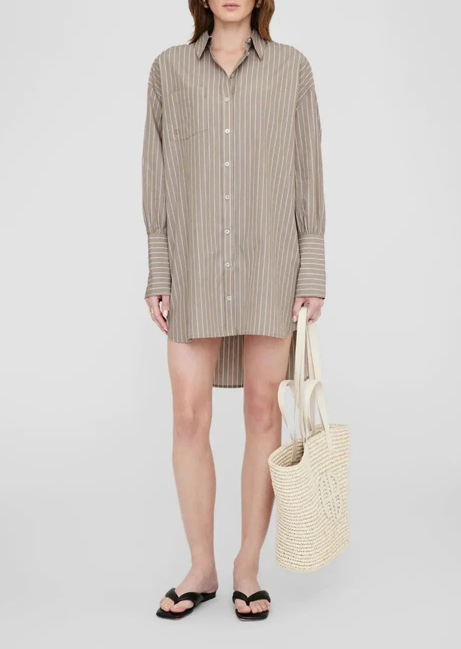 Lake Dress - Taupe/White Stripe