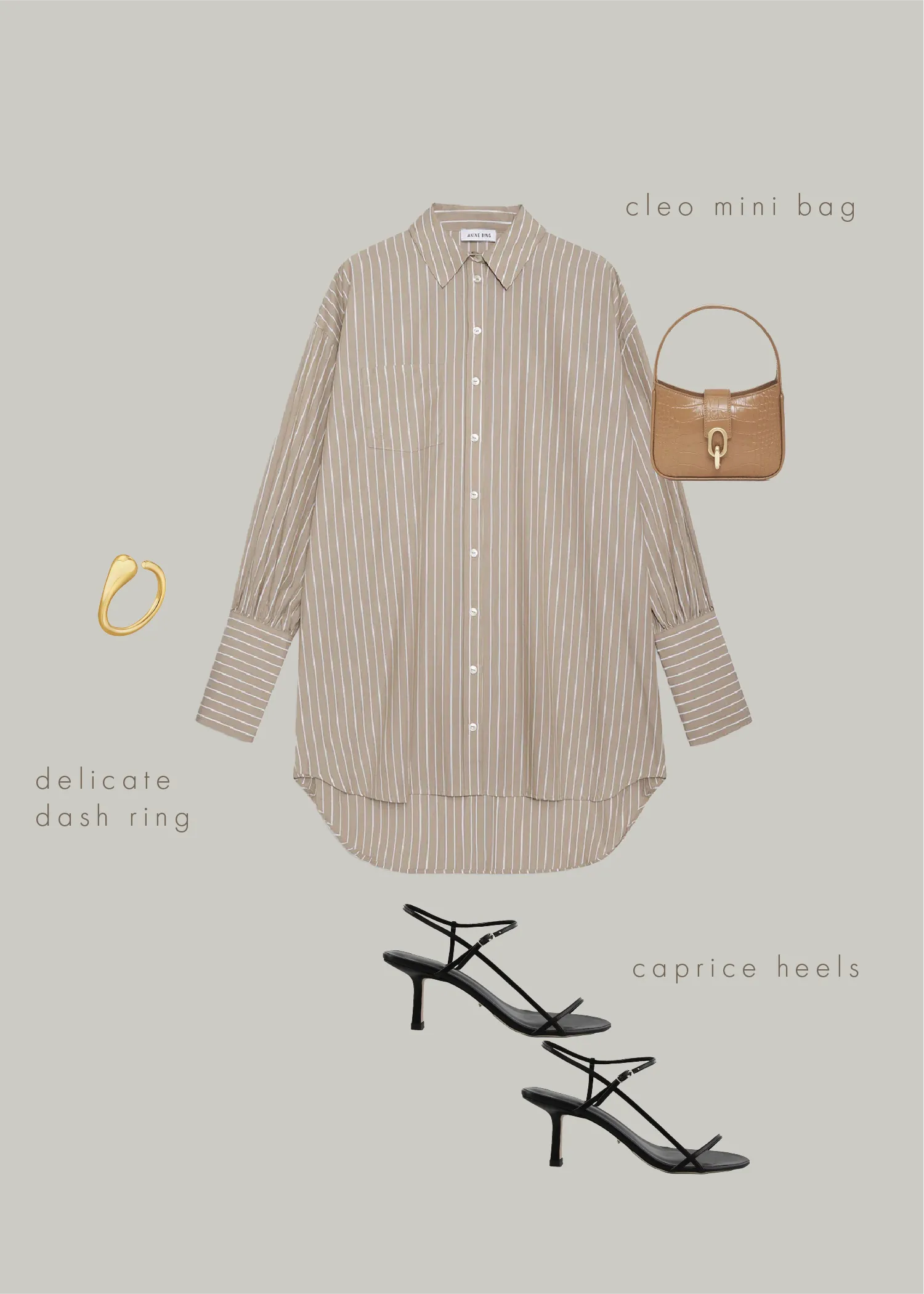 Lake Dress - Taupe/White Stripe