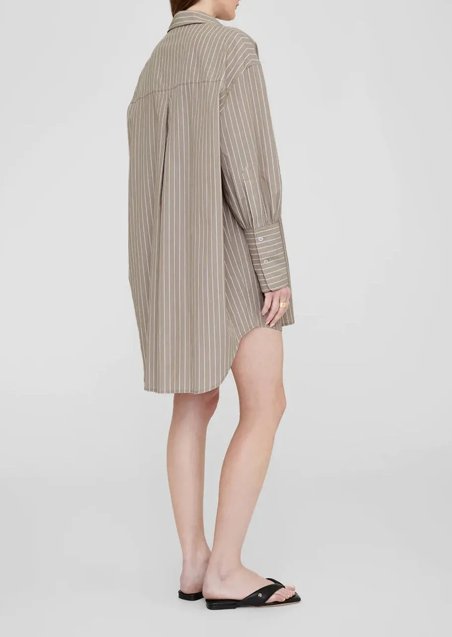Lake Dress - Taupe/White Stripe