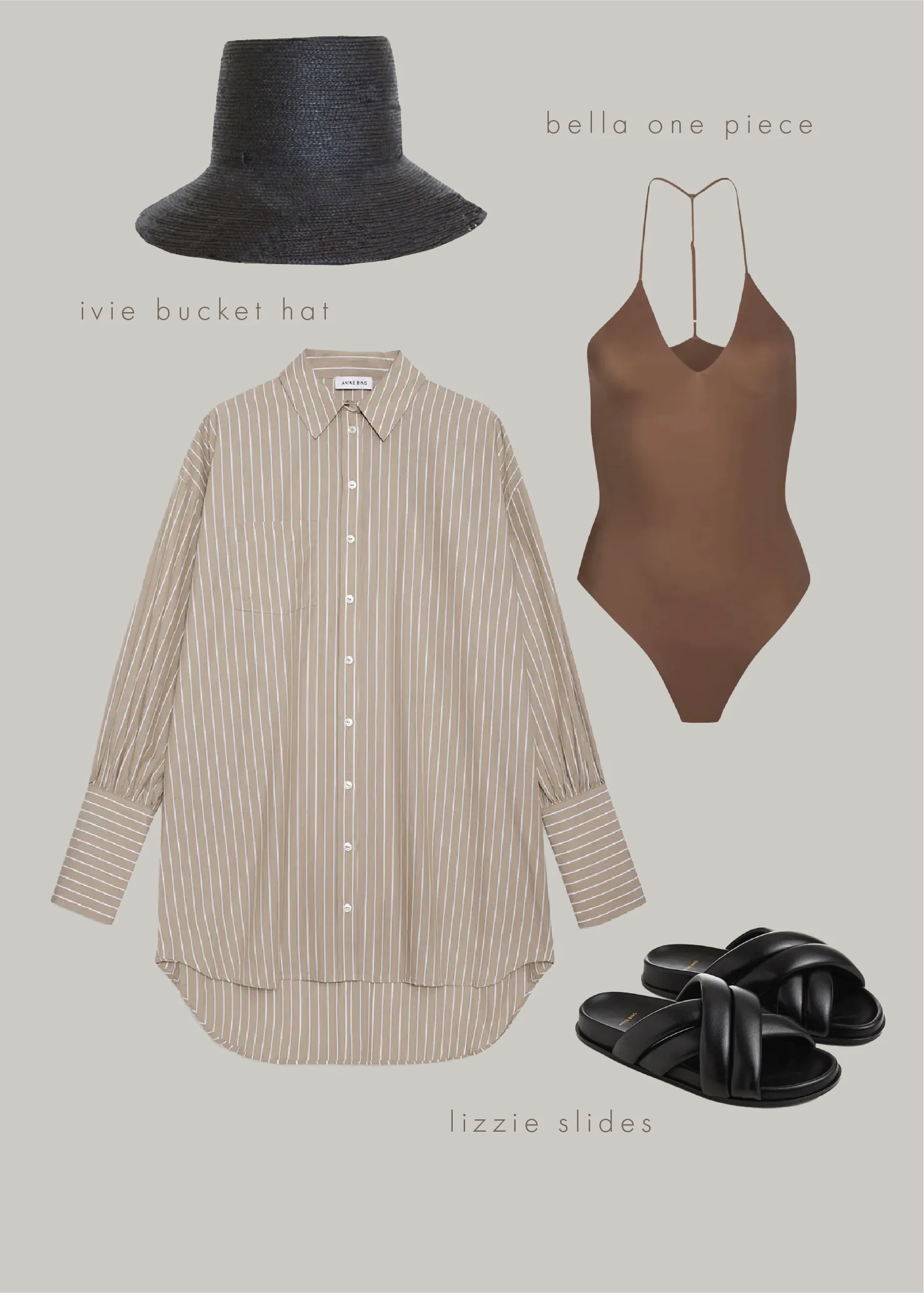 Lake Dress - Taupe/White Stripe
