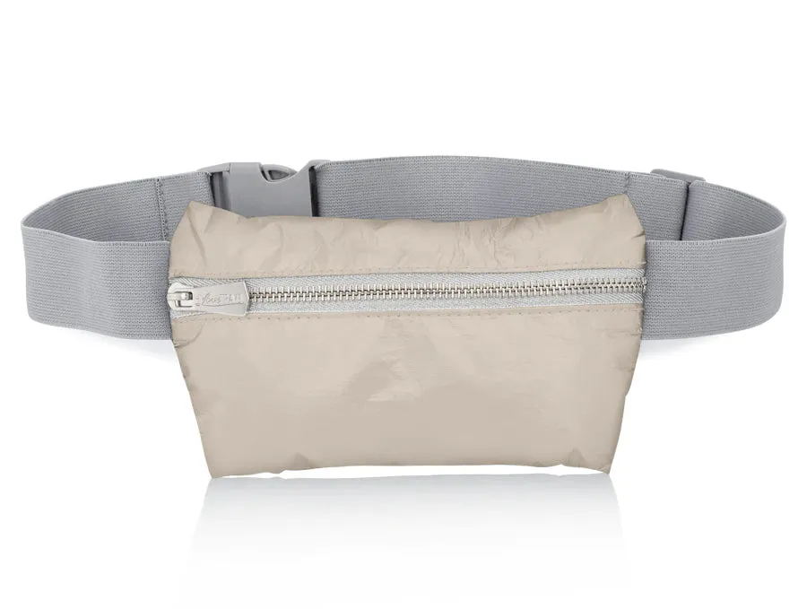 Lay Flat Fanny Pack in Shimmer Beige