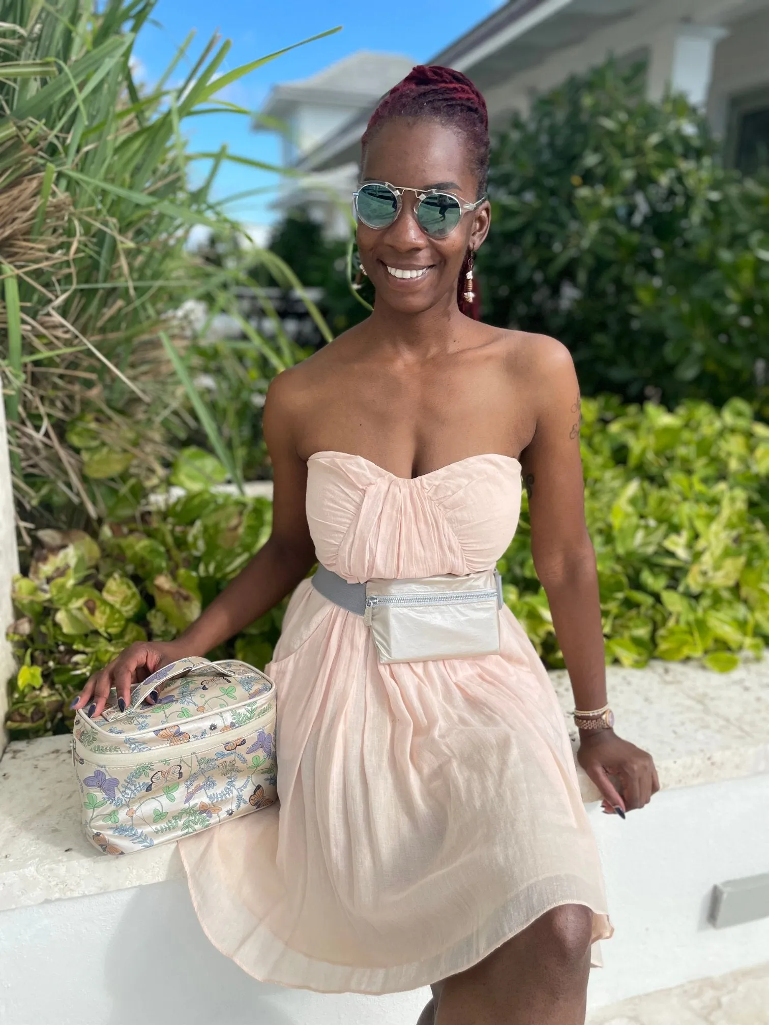 Lay Flat Fanny Pack in Shimmer Beige