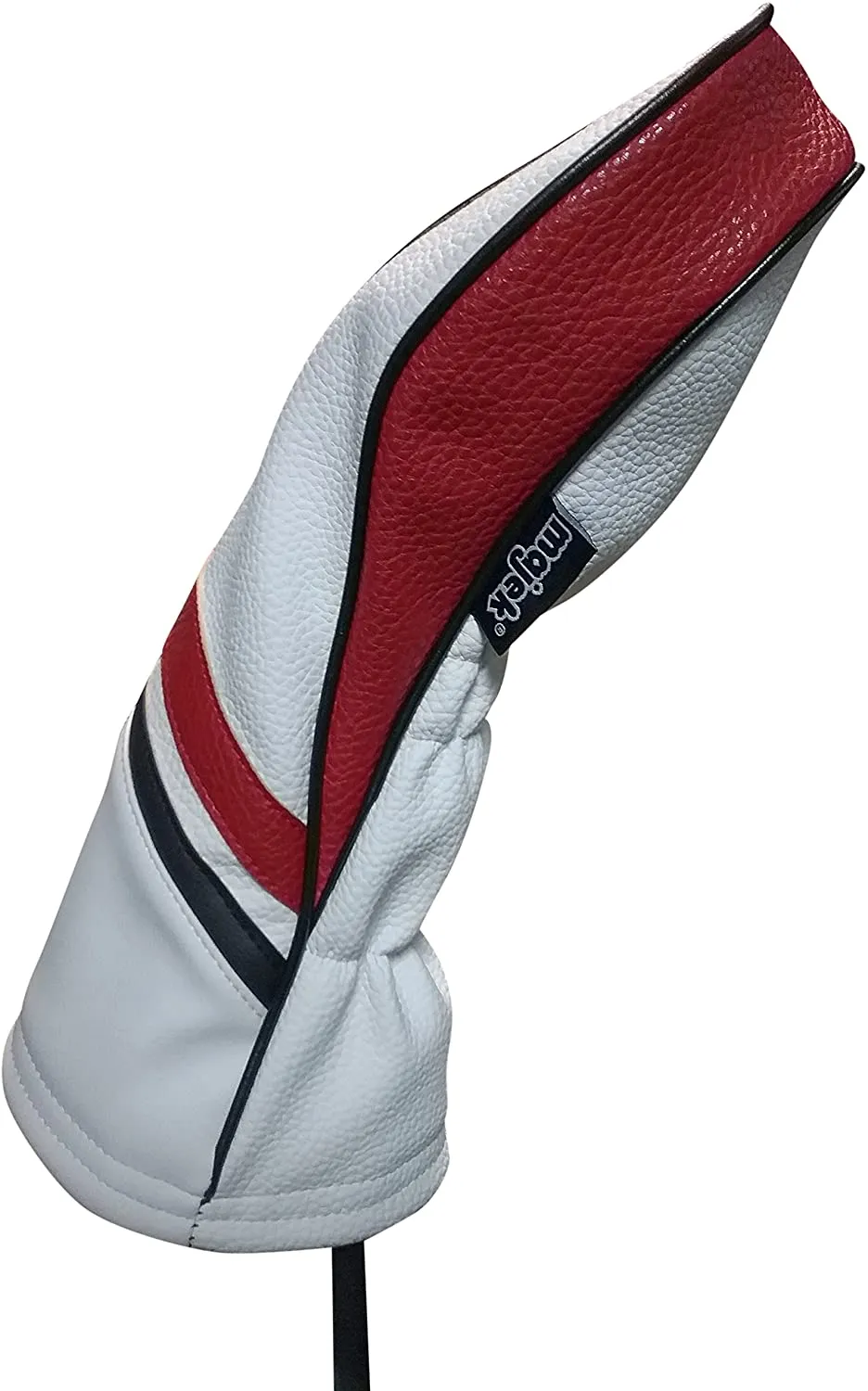 Majek Retro Golf Headcover White Red and Black Vintage Leather Style #1 Driver