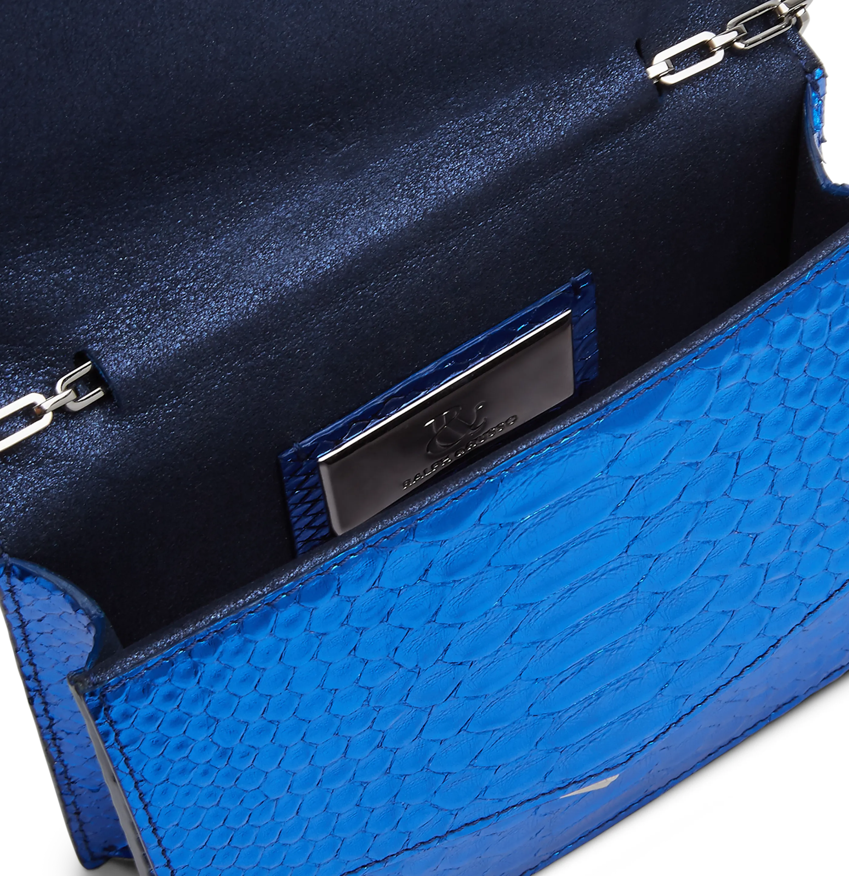 Metallic Blue Python Alina Clutch
