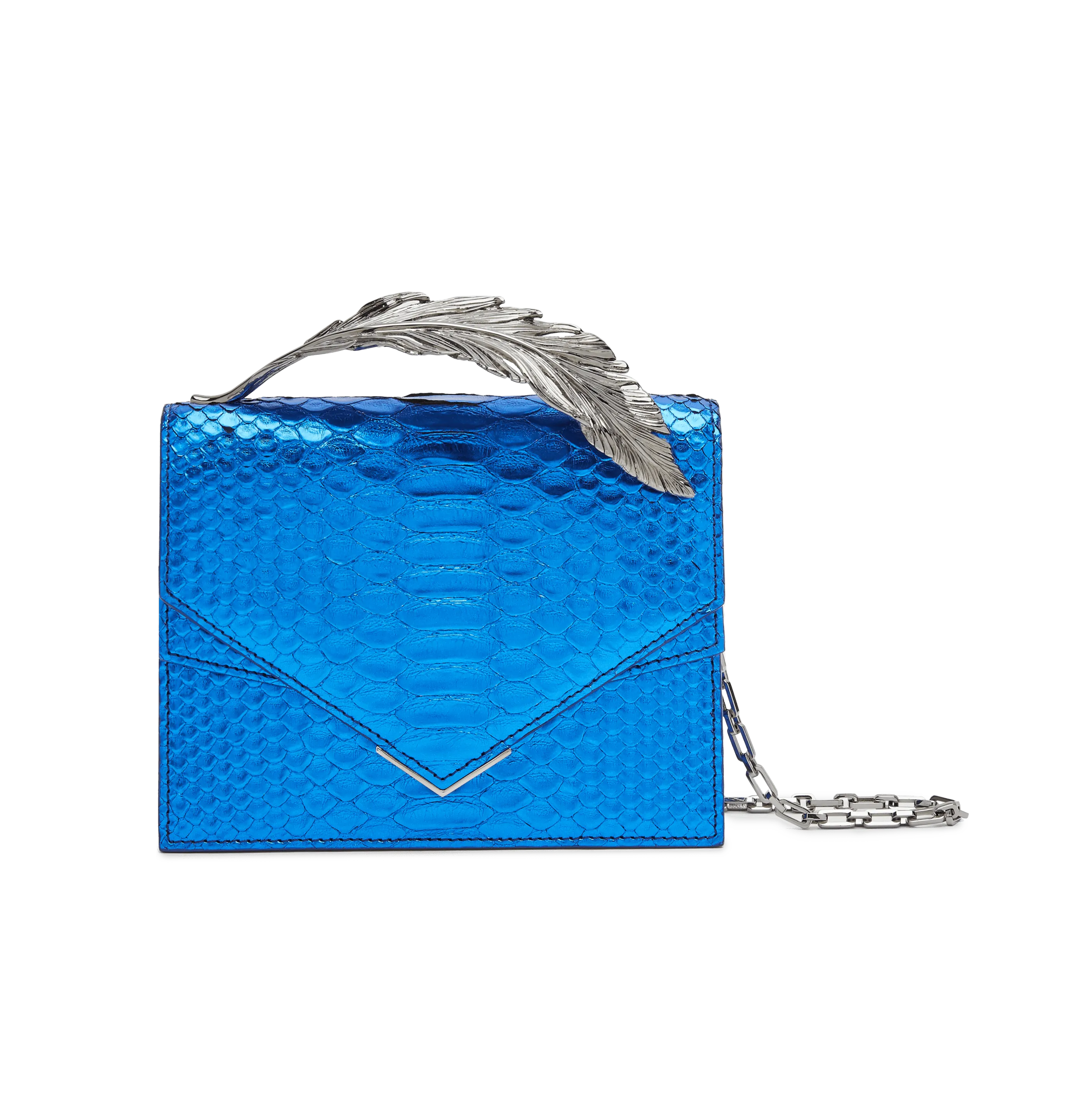 Metallic Blue Python Alina Clutch