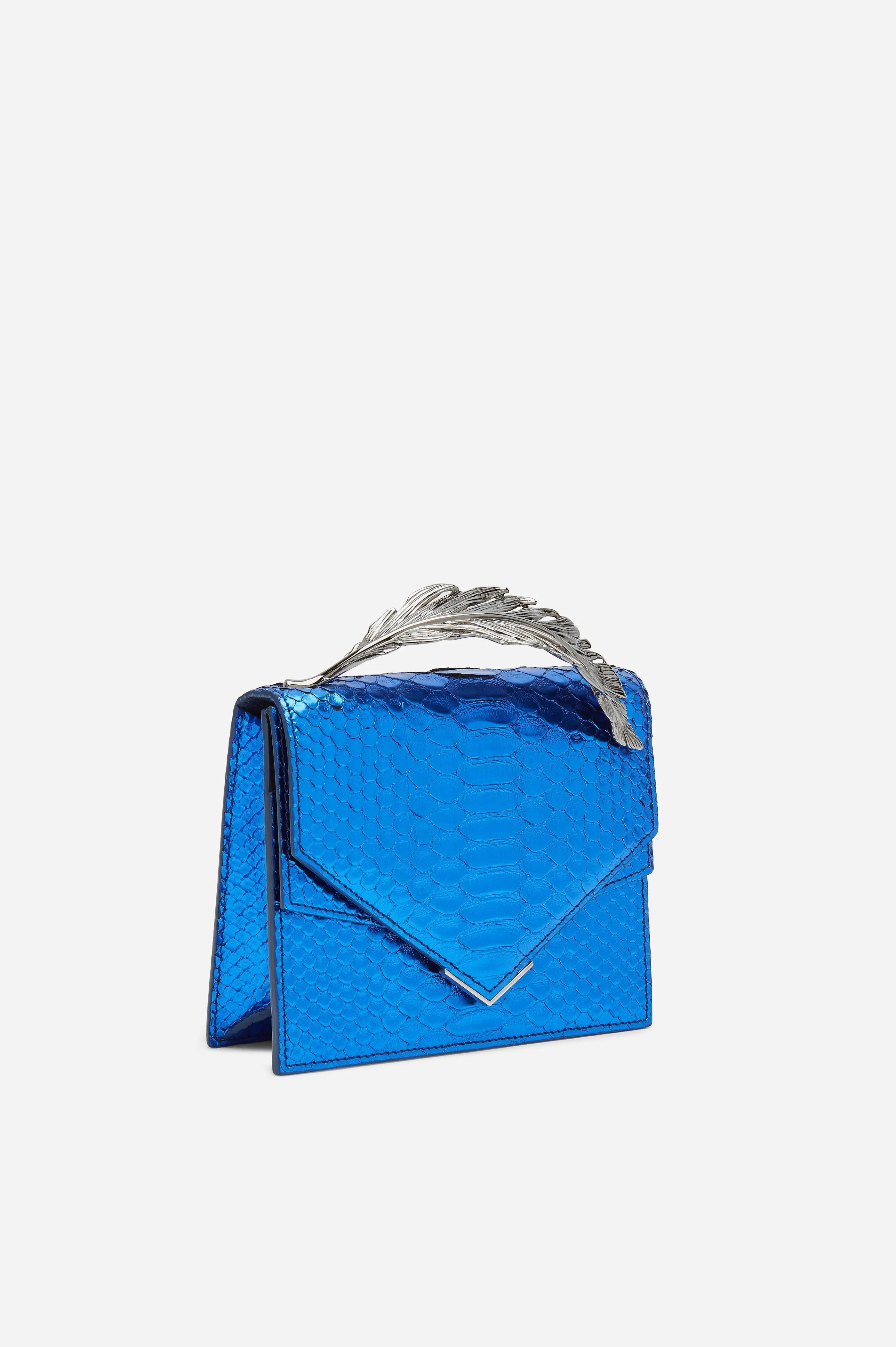 Metallic Blue Python Alina Clutch