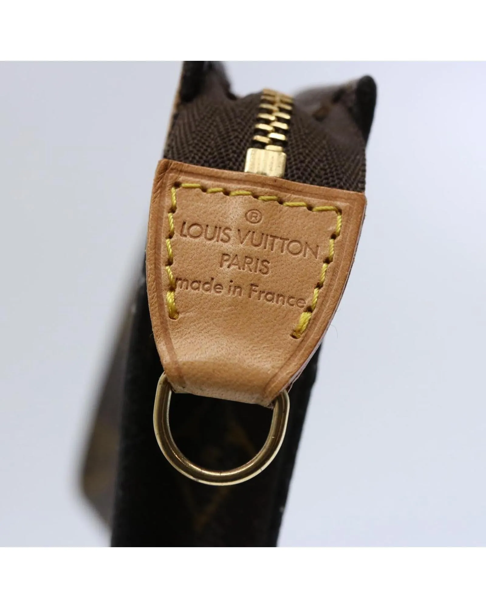 Monogram Accessory Pouch with Metal Fittings and Rubbing