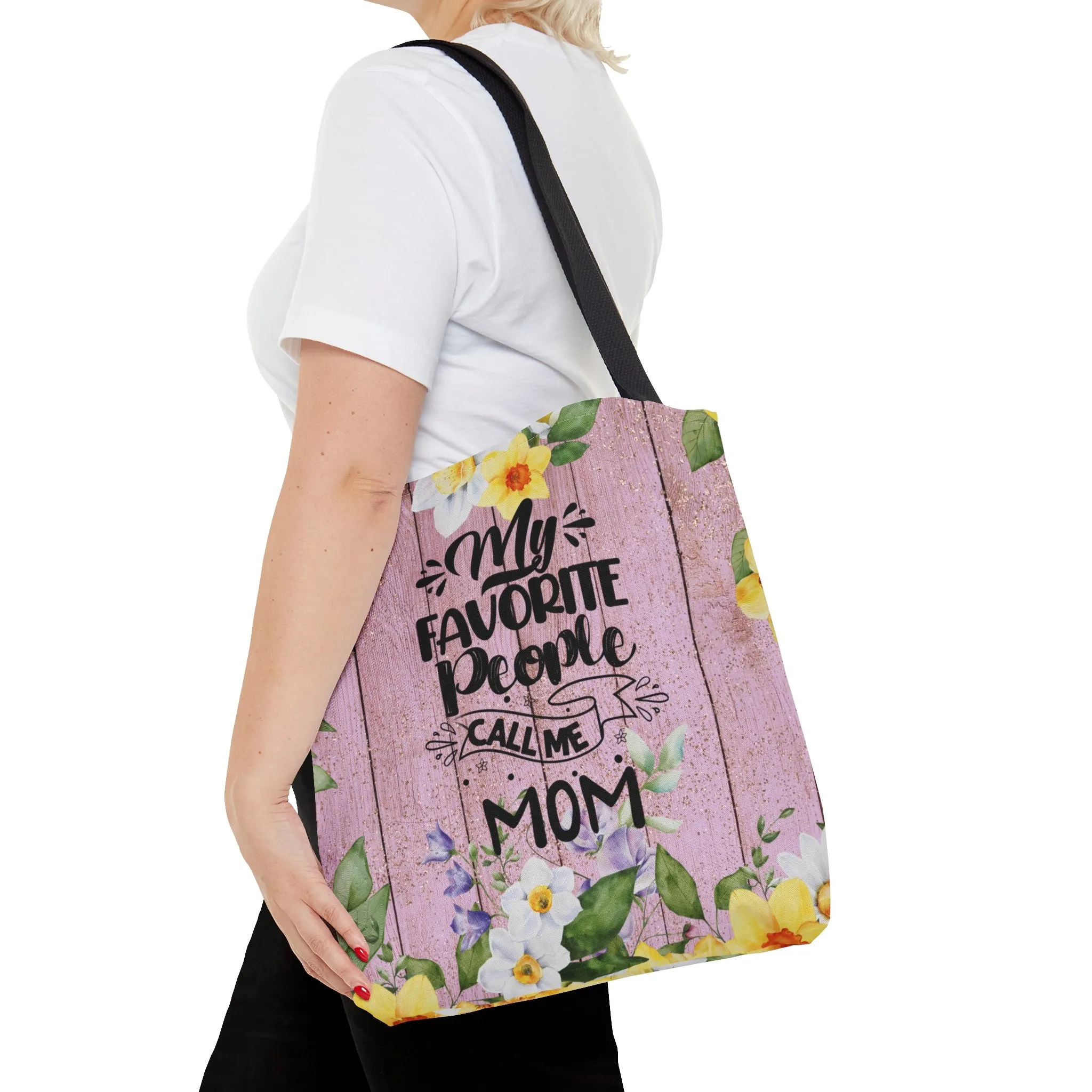 Personalised/Non-Personalised Tote Bag, Floral, My Favorite People Call me Mom, Tote bag