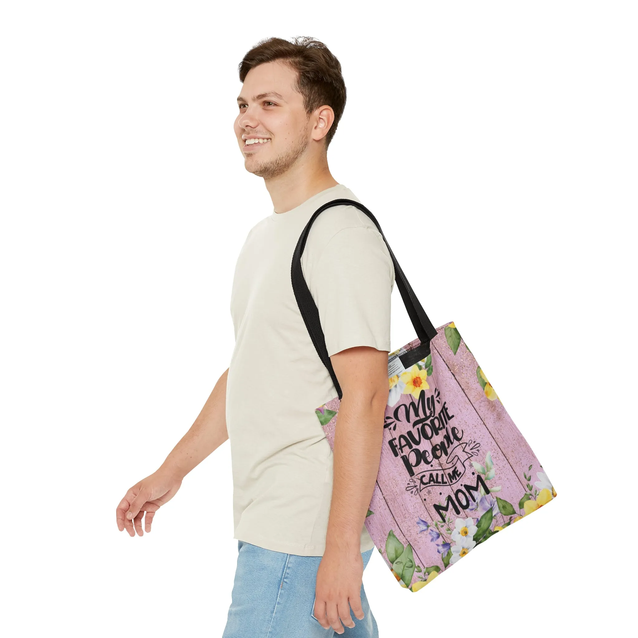 Personalised/Non-Personalised Tote Bag, Floral, My Favorite People Call me Mom, Tote bag