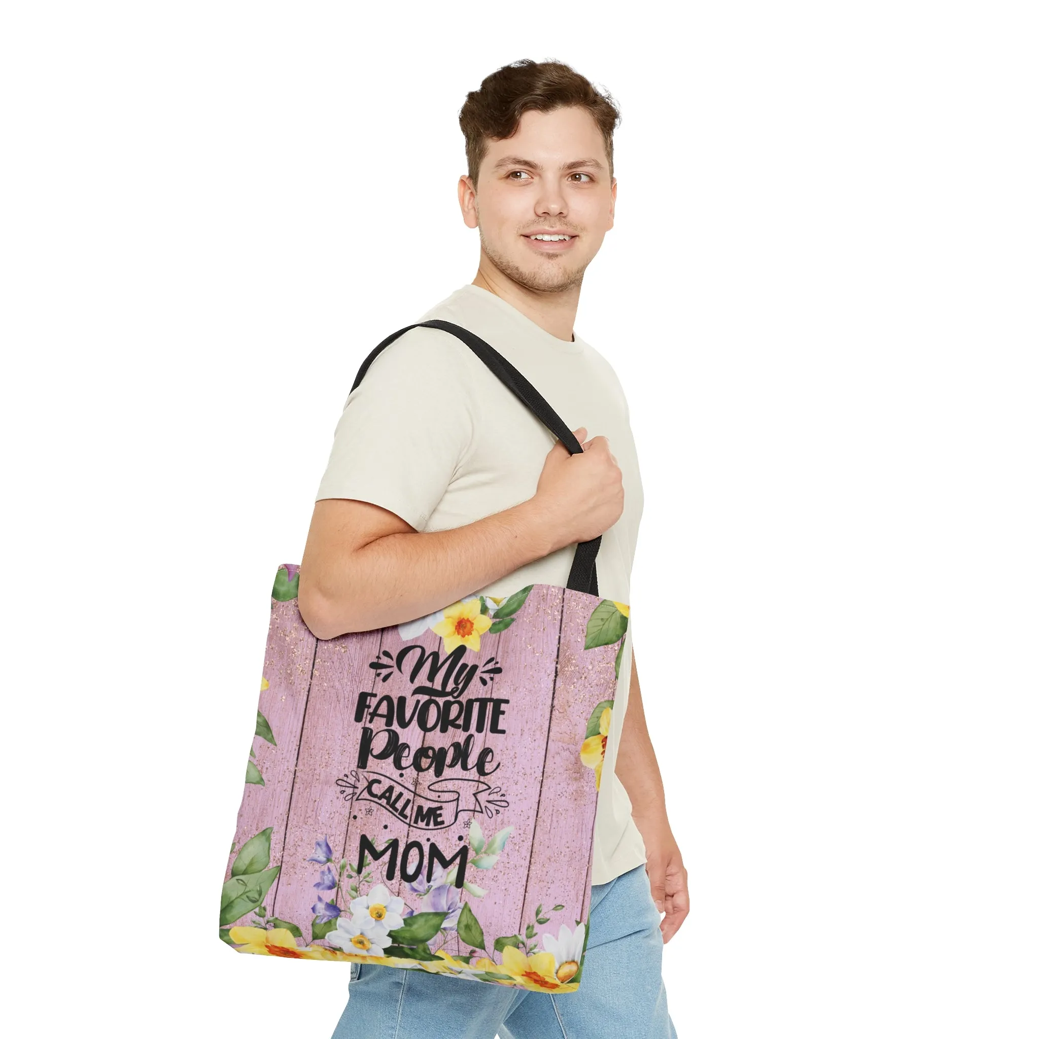 Personalised/Non-Personalised Tote Bag, Floral, My Favorite People Call me Mom, Tote bag