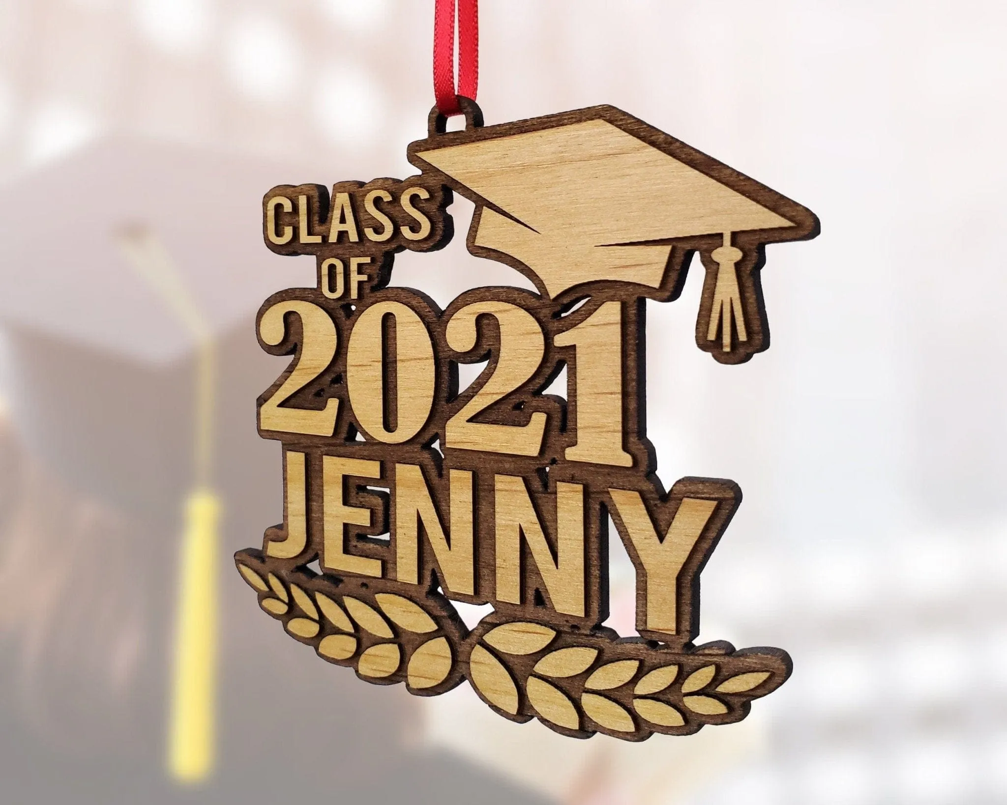 Personalized Class of 2022 Graduated Wood Ornament Shadow Box Decoration The Graduate Gift from Mom Dad Congrats Masters Bachelor Degree