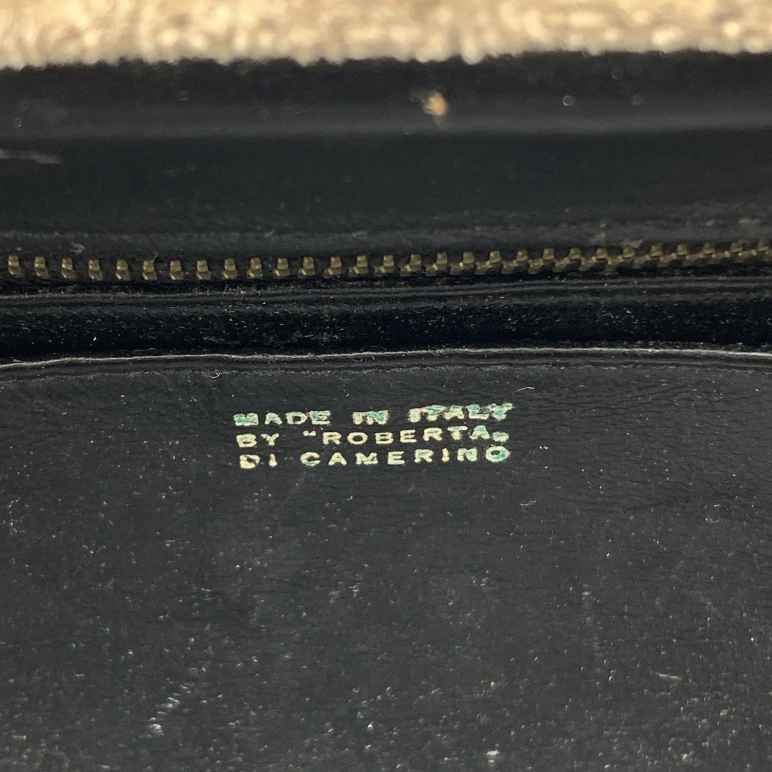 Roberta Di Camerino Vintage Beige and Black Velvet Doctor Bag Handbag
