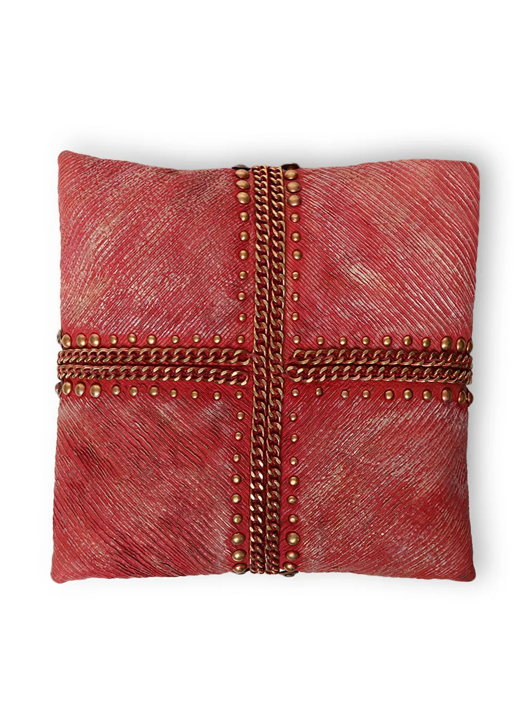 SILVIA: Red Sleek Leather Bag in Triangular Form By Art N Vintage