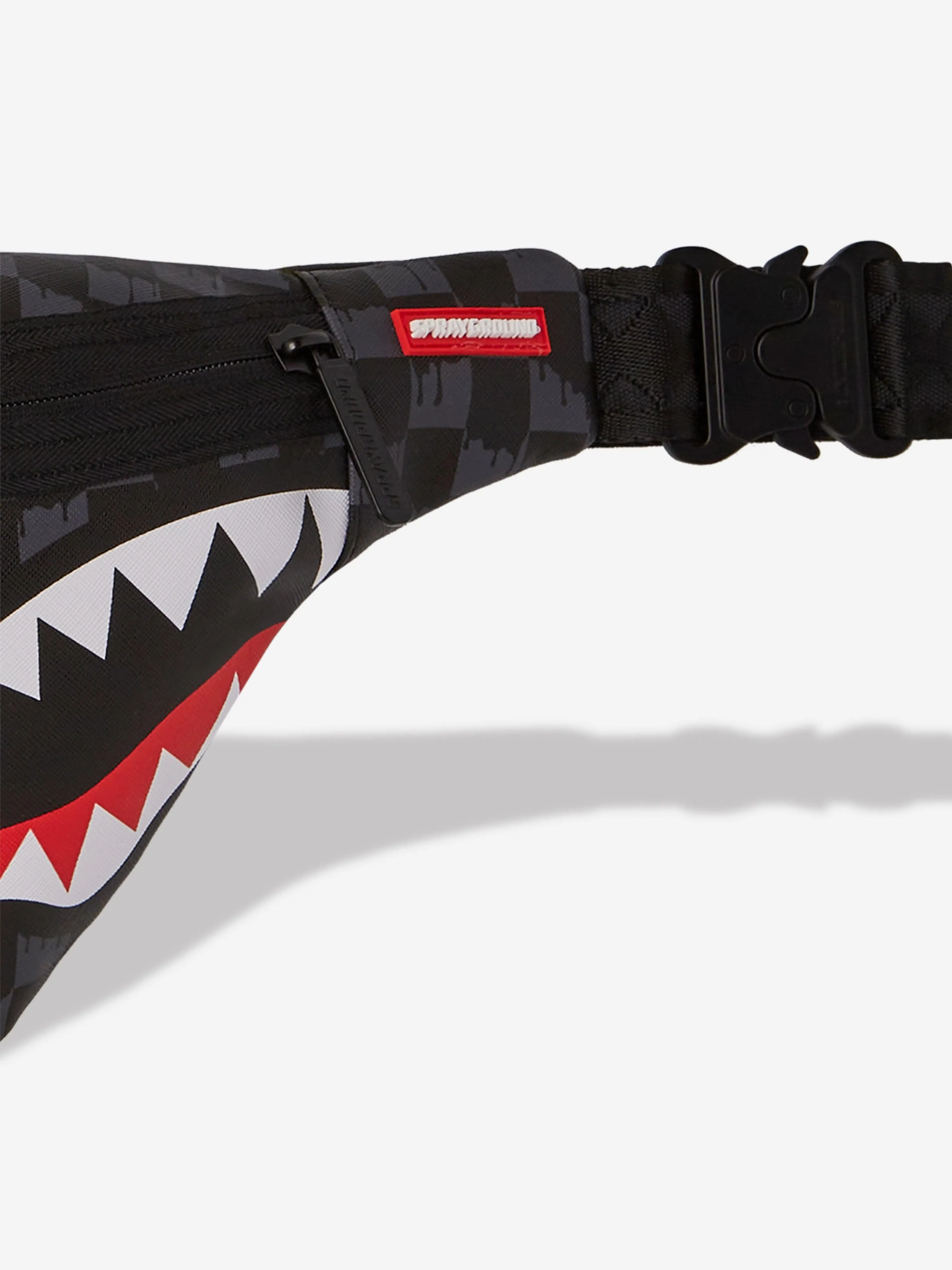 Sprayground Kids Drip Check Shark Belt Bag in Black (23cm)