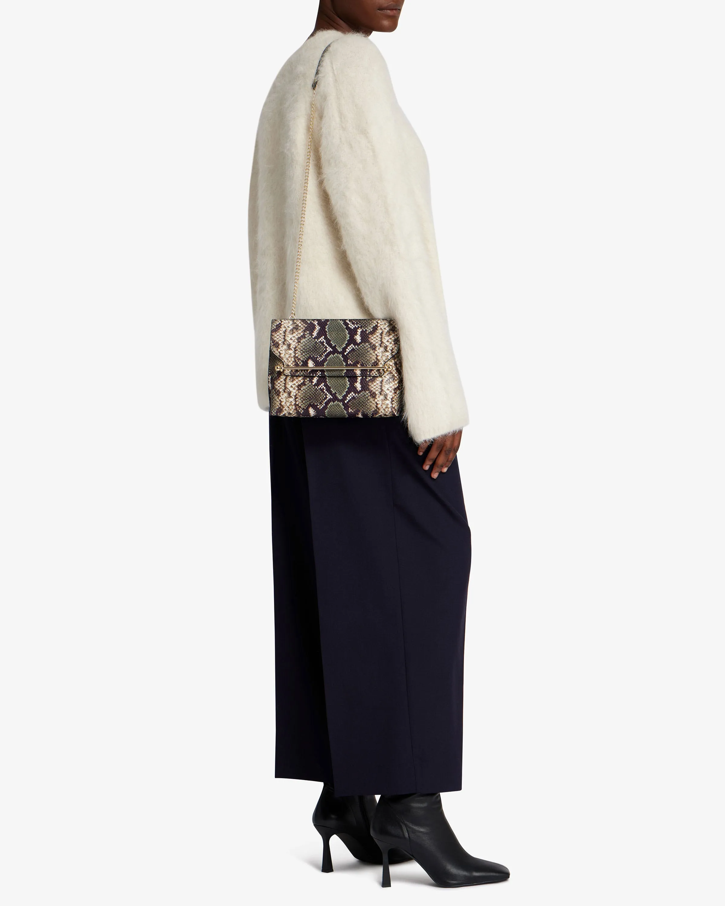 Stylist - Snake-Embossed Leather Slate Green