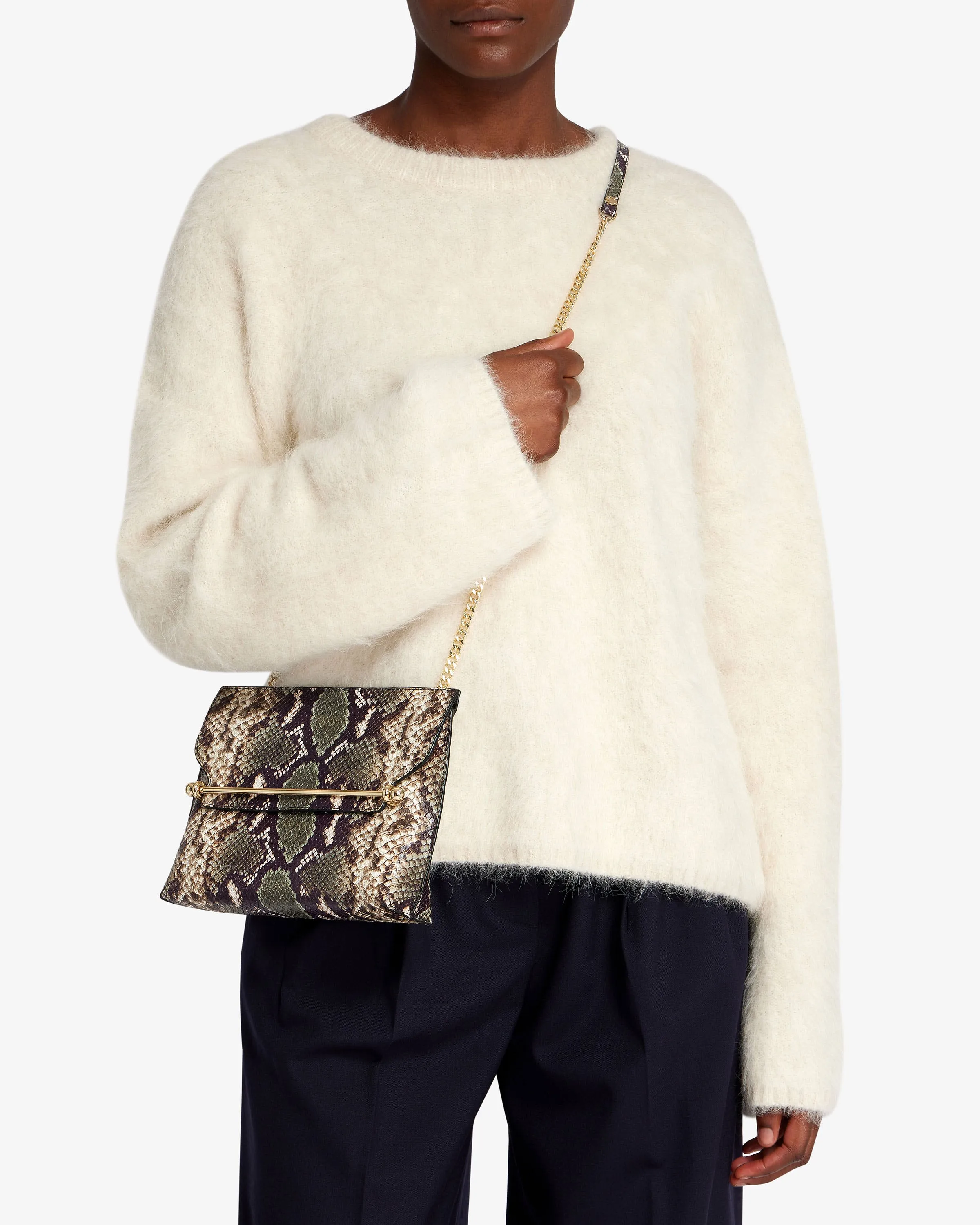 Stylist - Snake-Embossed Leather Slate Green