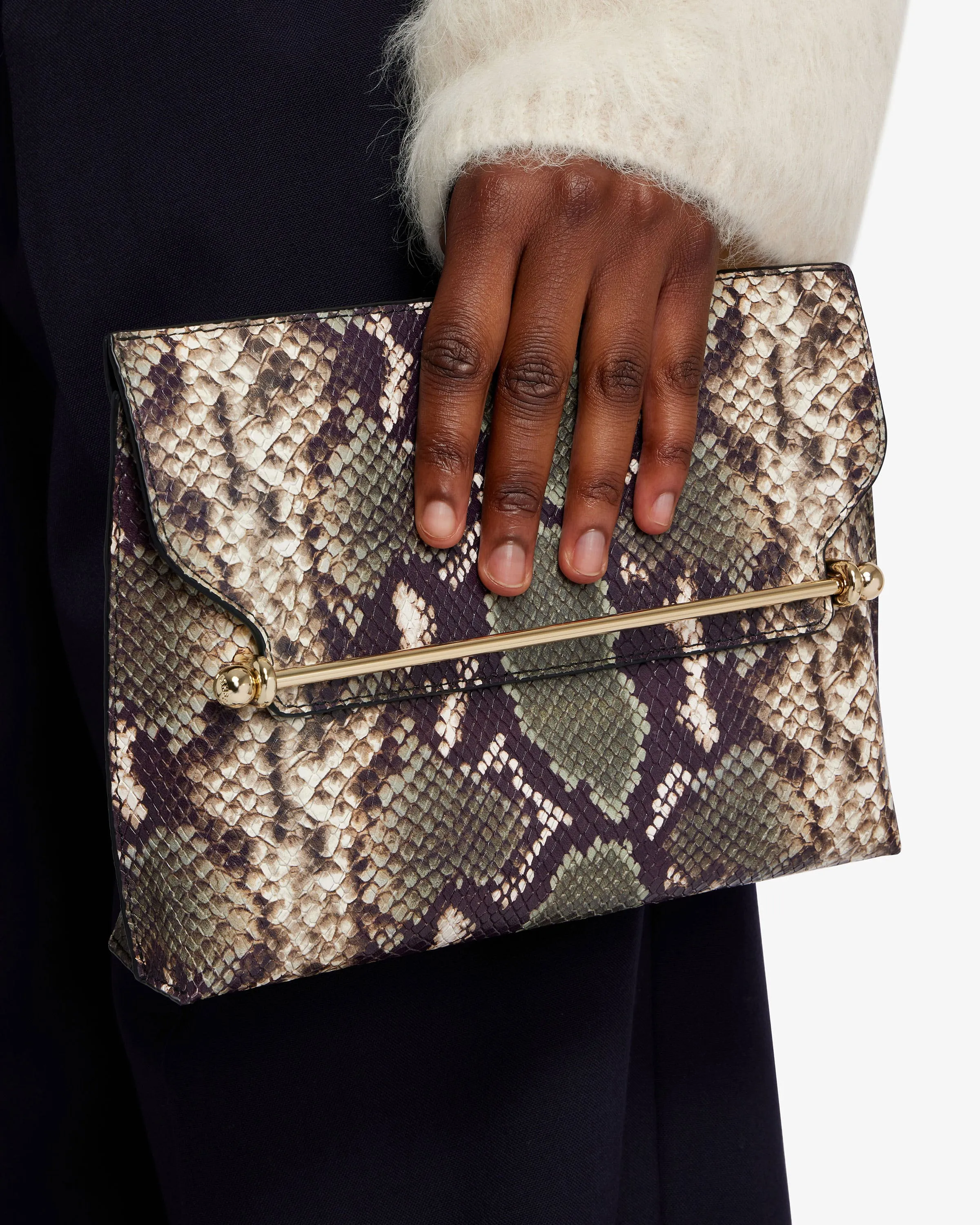 Stylist - Snake-Embossed Leather Slate Green