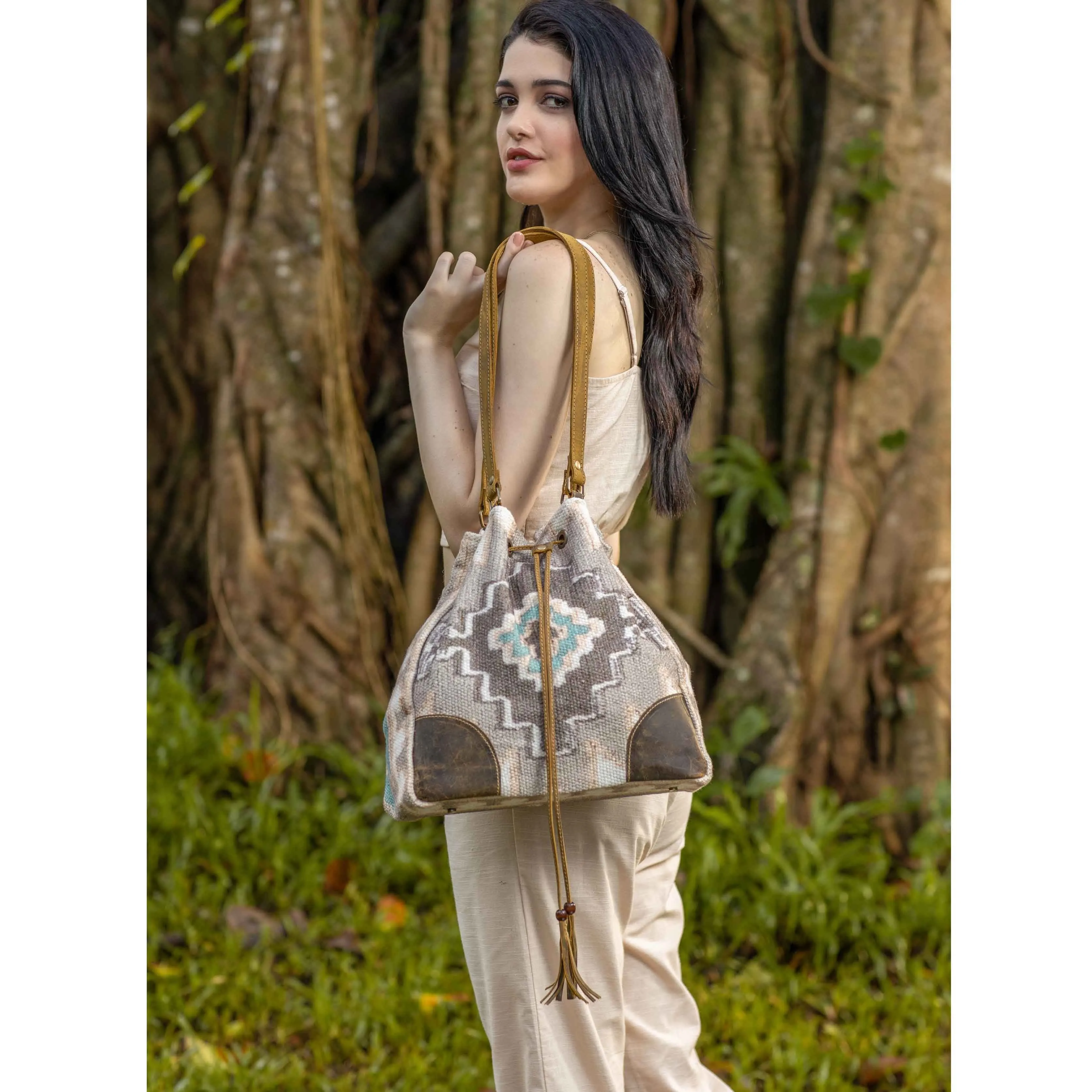 Temple Run Bucket Boho Cinch Bag by Myra Bag