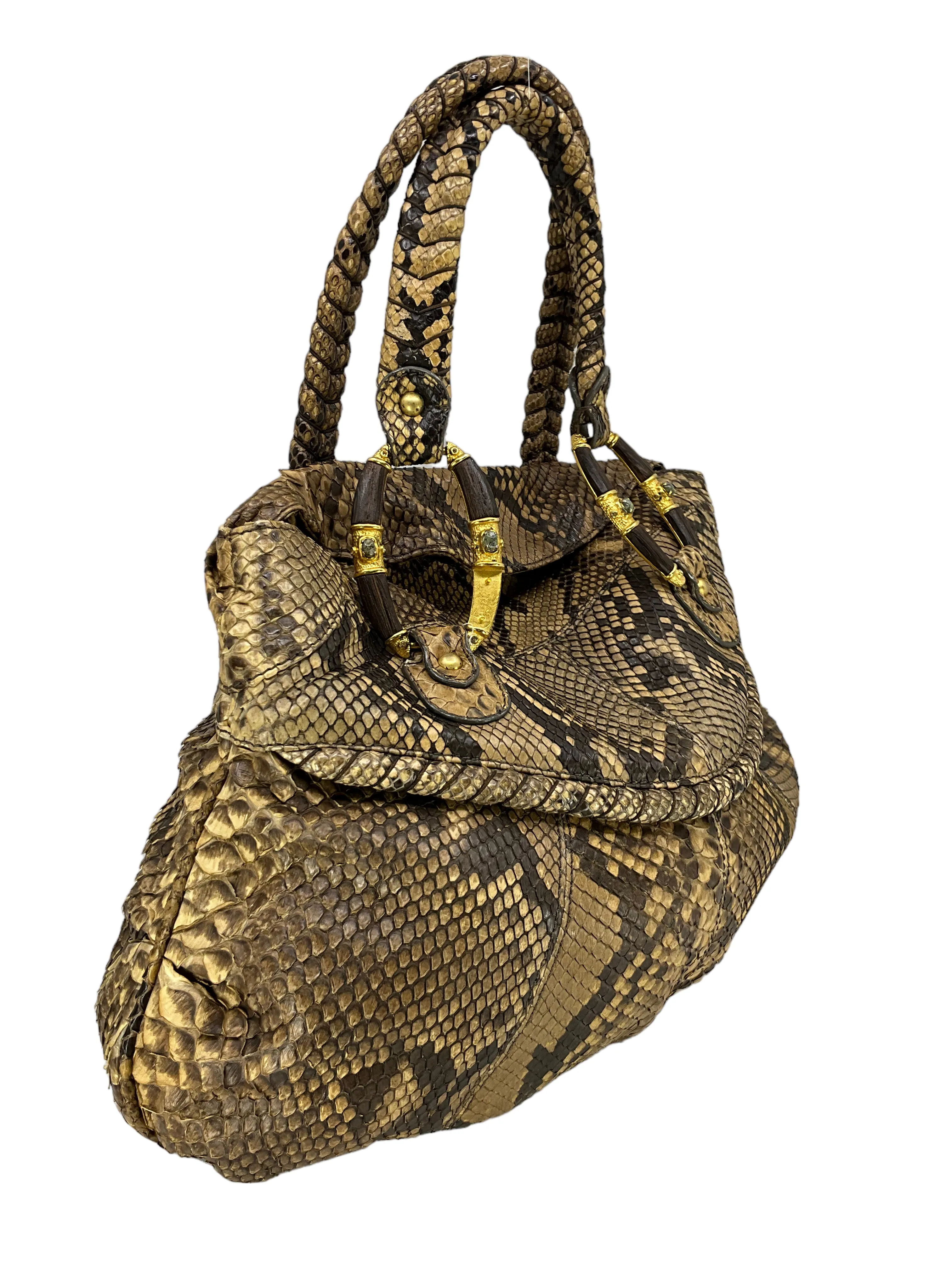 VALENTINO Python Snakeskin Satchel Bag