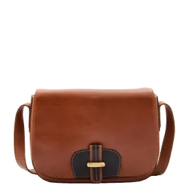 Womens Real Leather Crossbody Bag Classic Messenger Organiser Luna Chestnut