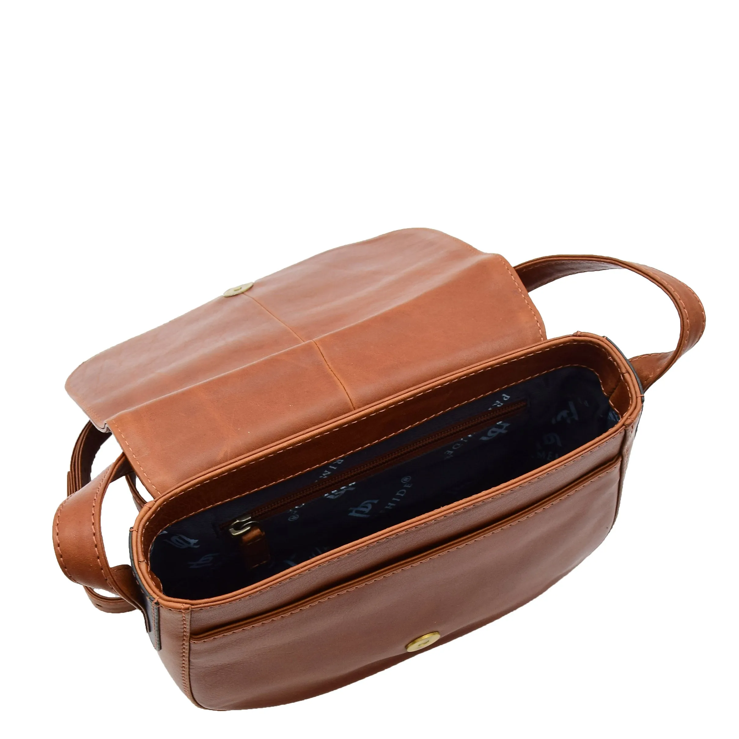 Womens Real Leather Crossbody Bag Classic Messenger Organiser Luna Chestnut