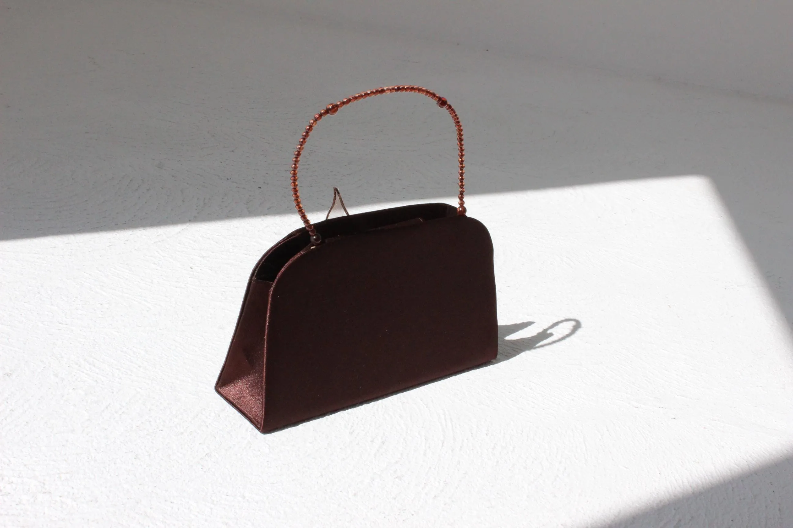 Y2K Chocolate Satin Purse w/ Ostrich Feather Puff
